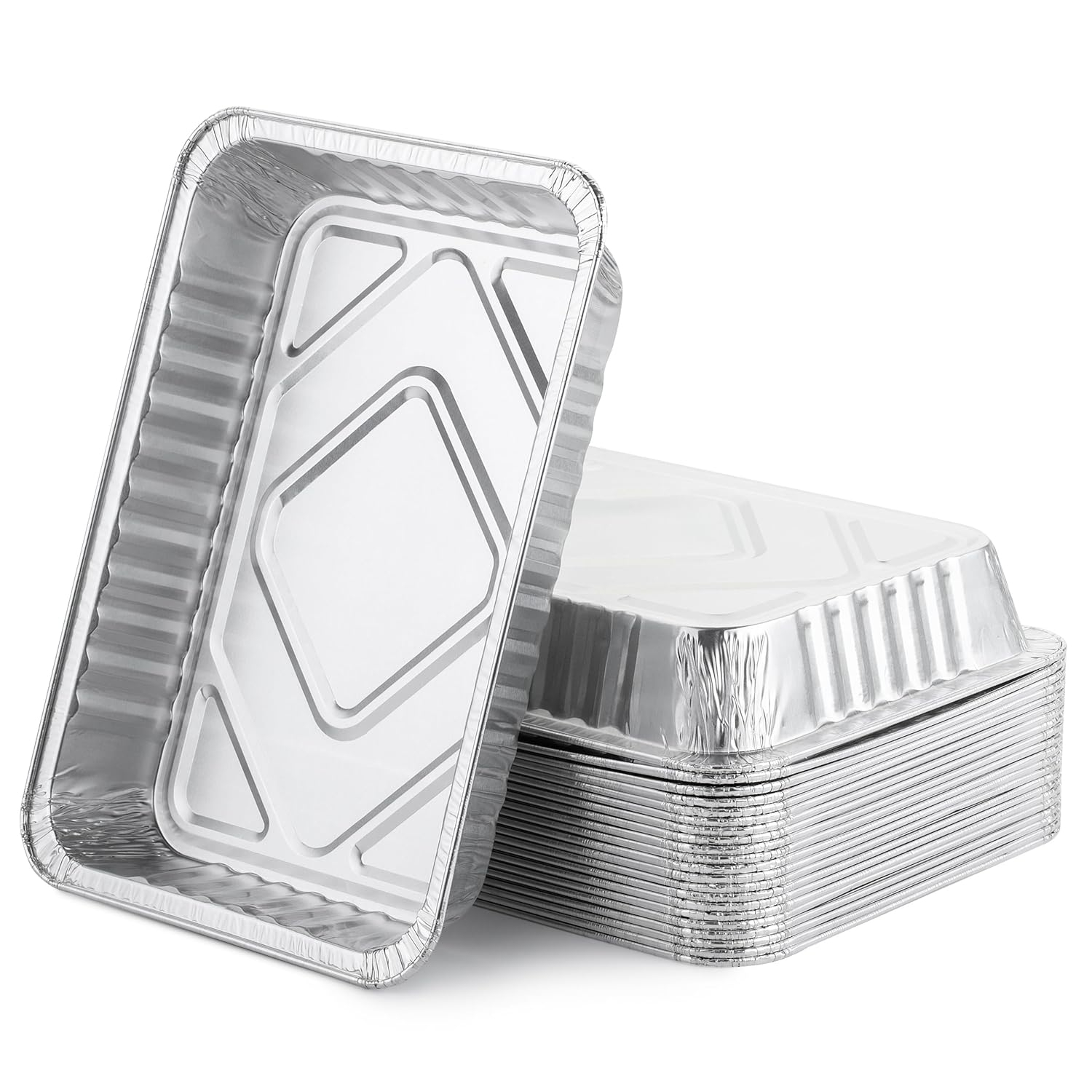 Silver Rectangular Aluminum Oven Safe Grill Drip Pans
