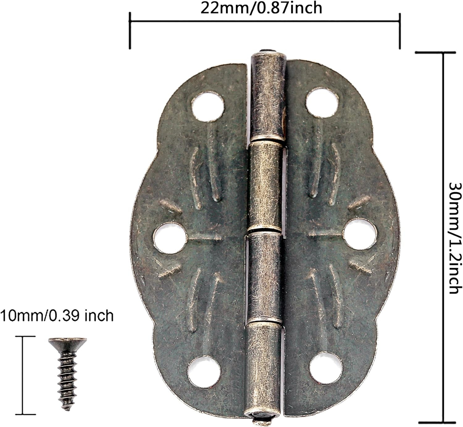 Jewelry Box Hardware 40 Pieces 1 inch Hinges Antique Small Butterfly Hinges - Bronze Engraving Design Box Hinges for Crafts Wooden Box, Gift Box Hinges, Cabinet Drawer Jewelry Box with 160 Screws