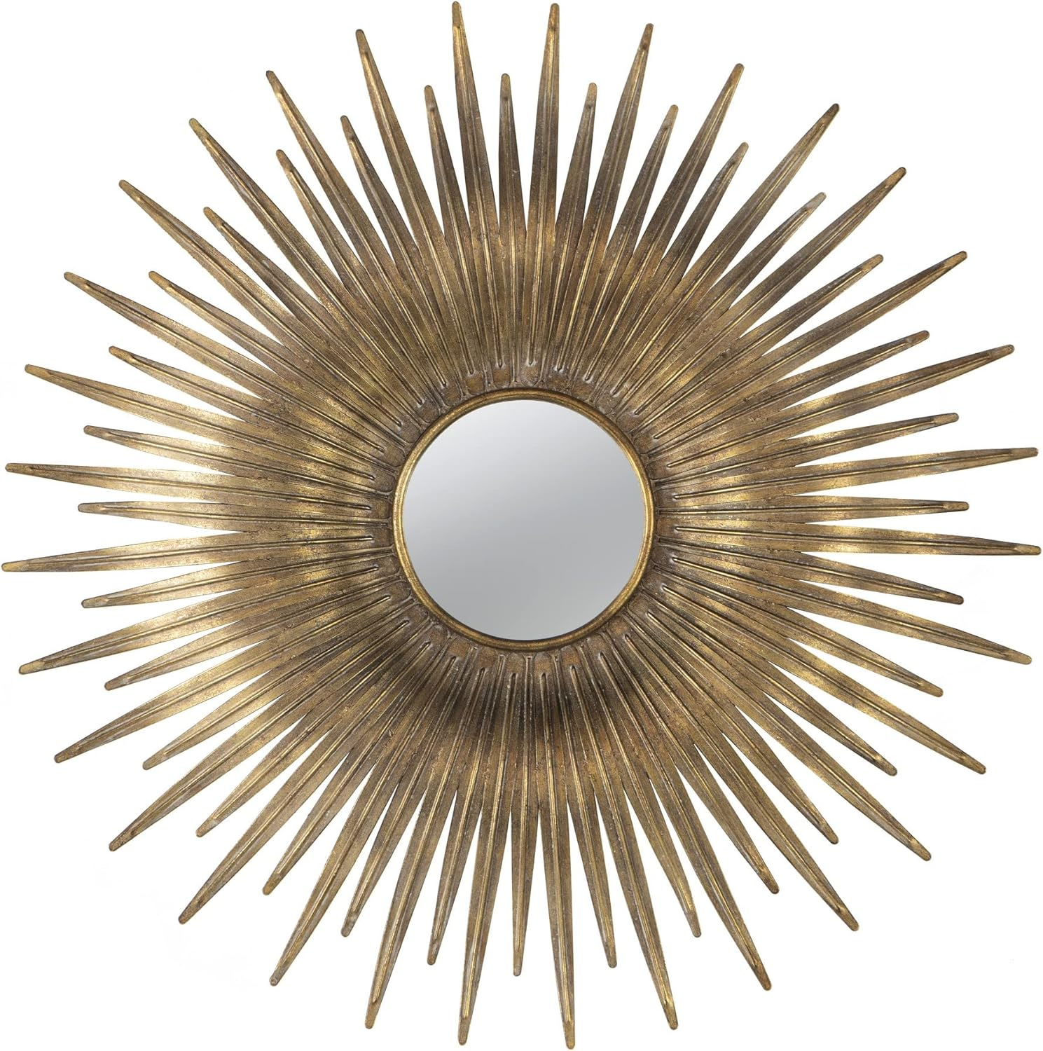 28 Inch Round Wall Mirror - Gold Sunburst Accent Mirror for Living Room Decor