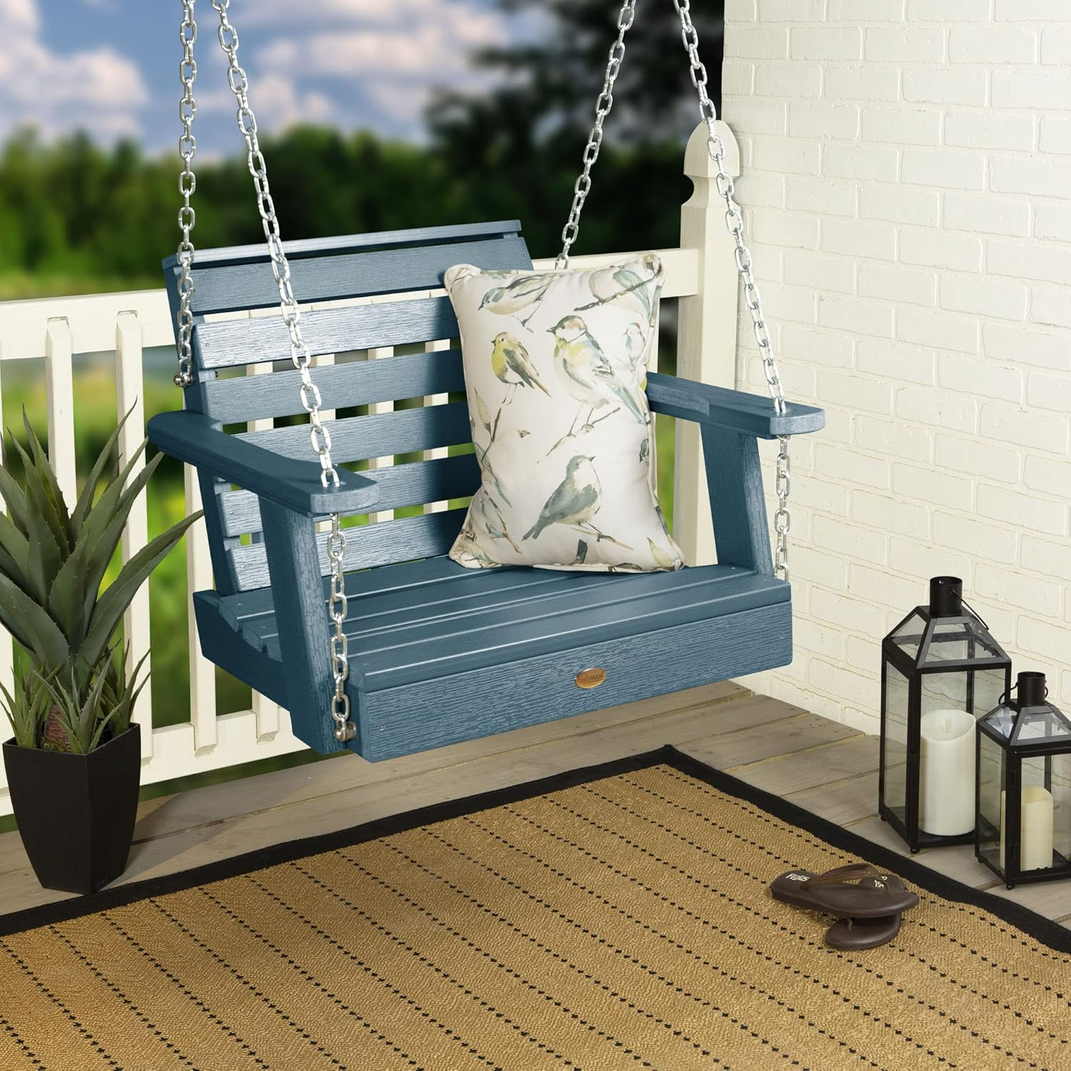 highwood Weatherly Single Seat Porch Swing, Nantucket Blue