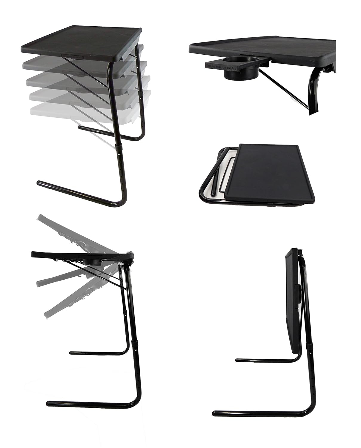 Veryke Portable Standing Adjustable Laptop Desk with Cup Holder, Tray Side Table for Home Office (Black)