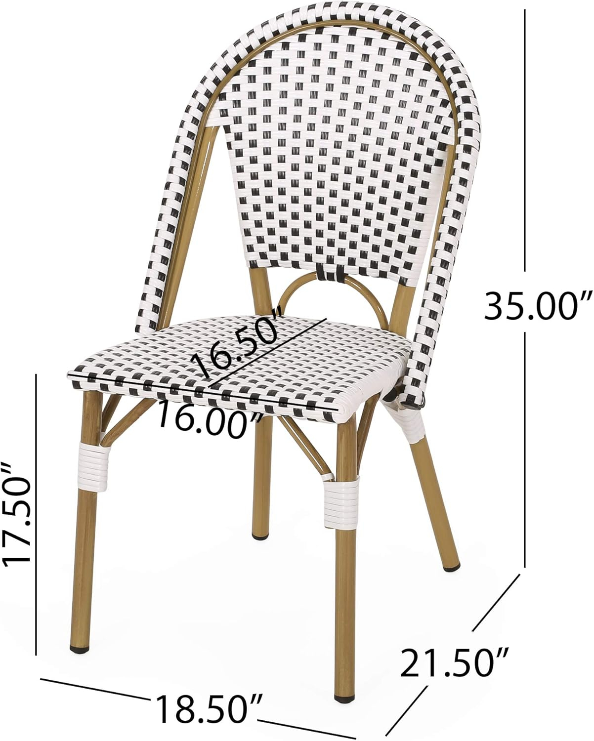 Christopher Knight Home Elize Outdoor French Cafe Chairs (Set of 4) by  Black + White + Bamboo Print Finish