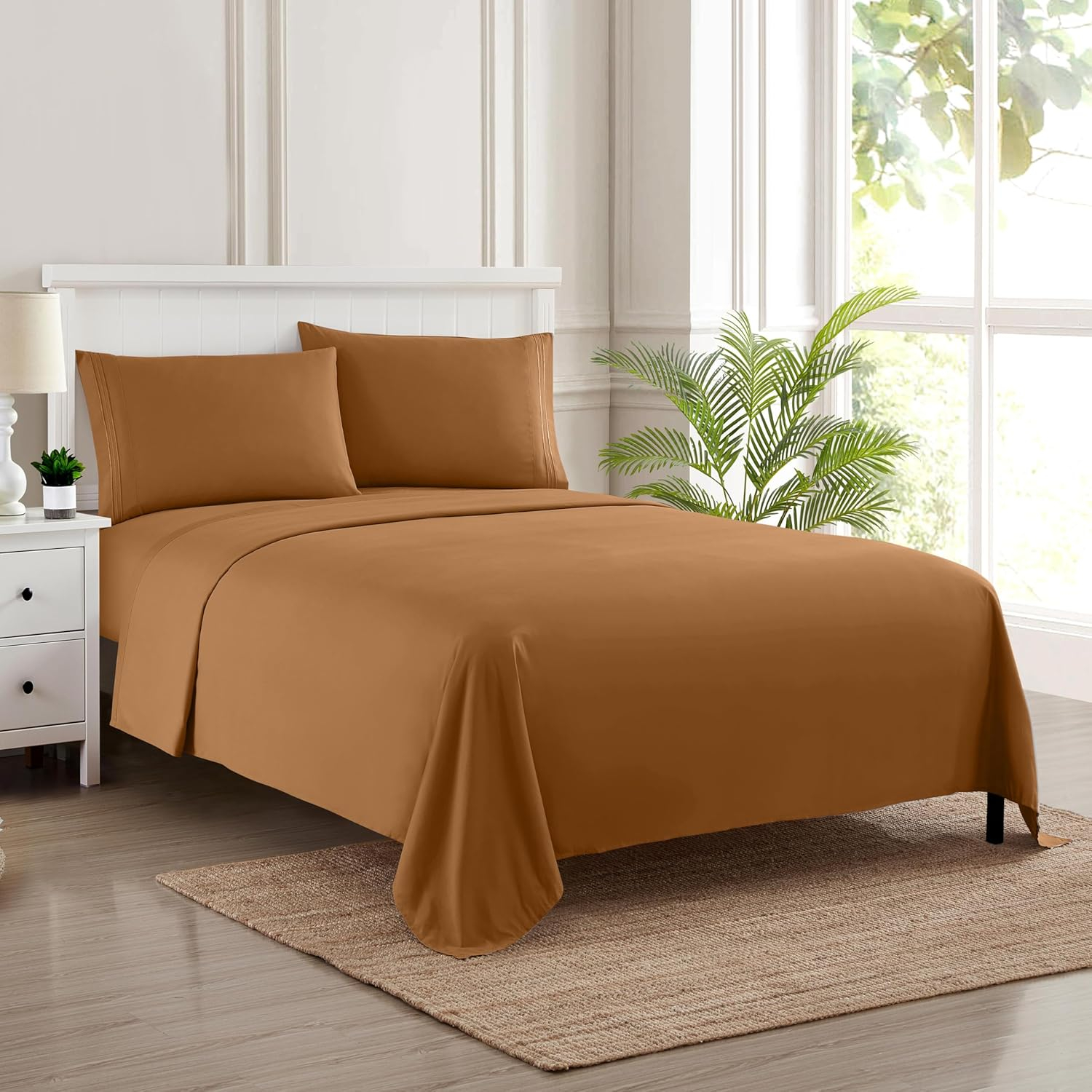 Sweet Home Collection 1800 Series Bed Sheets - Extra Soft Microfiber Deep Pocket Sheet Set - Mocha, Queen