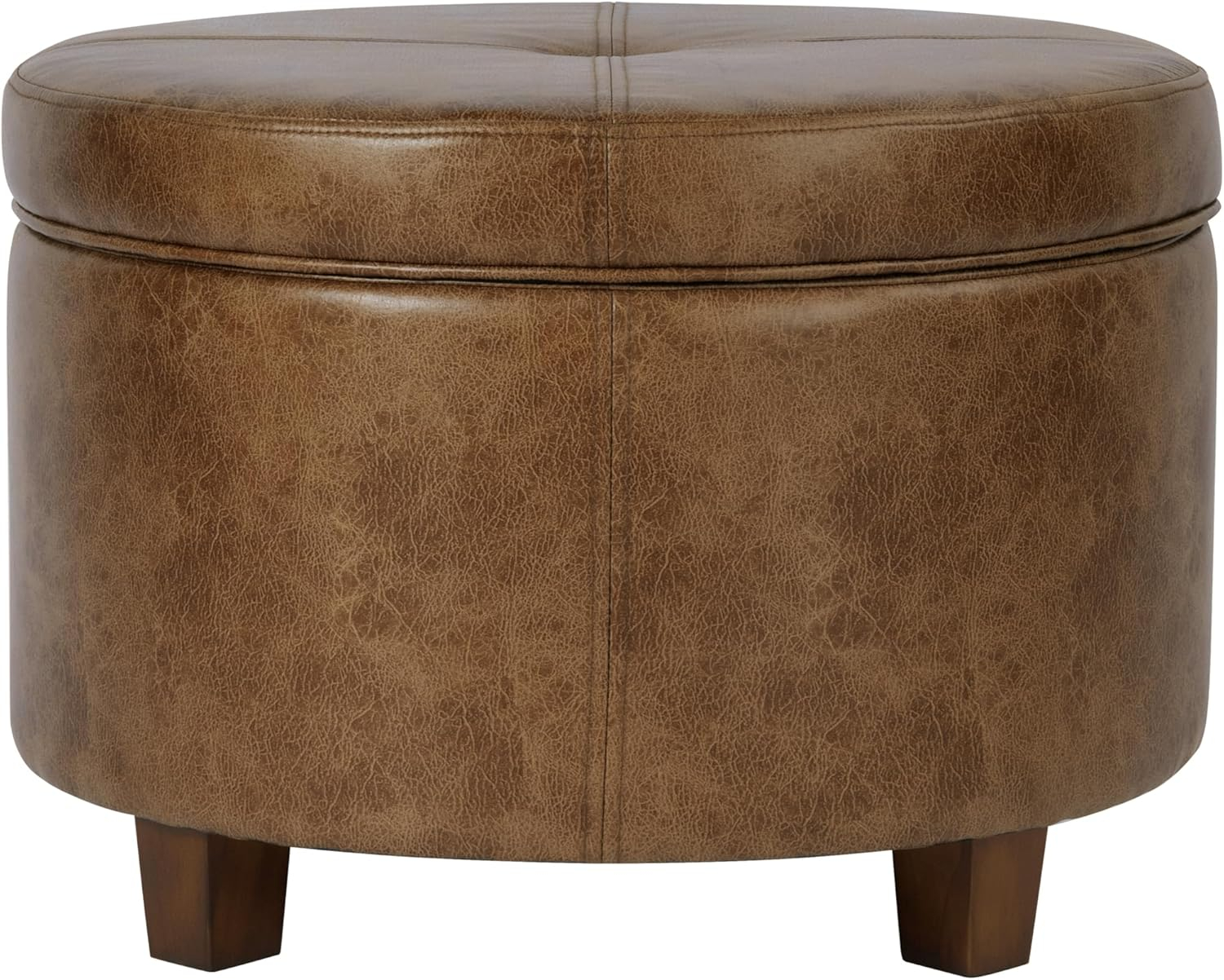 HomePop Large Leatherette Storage Ottoman - Distressed Brown Faux Leather