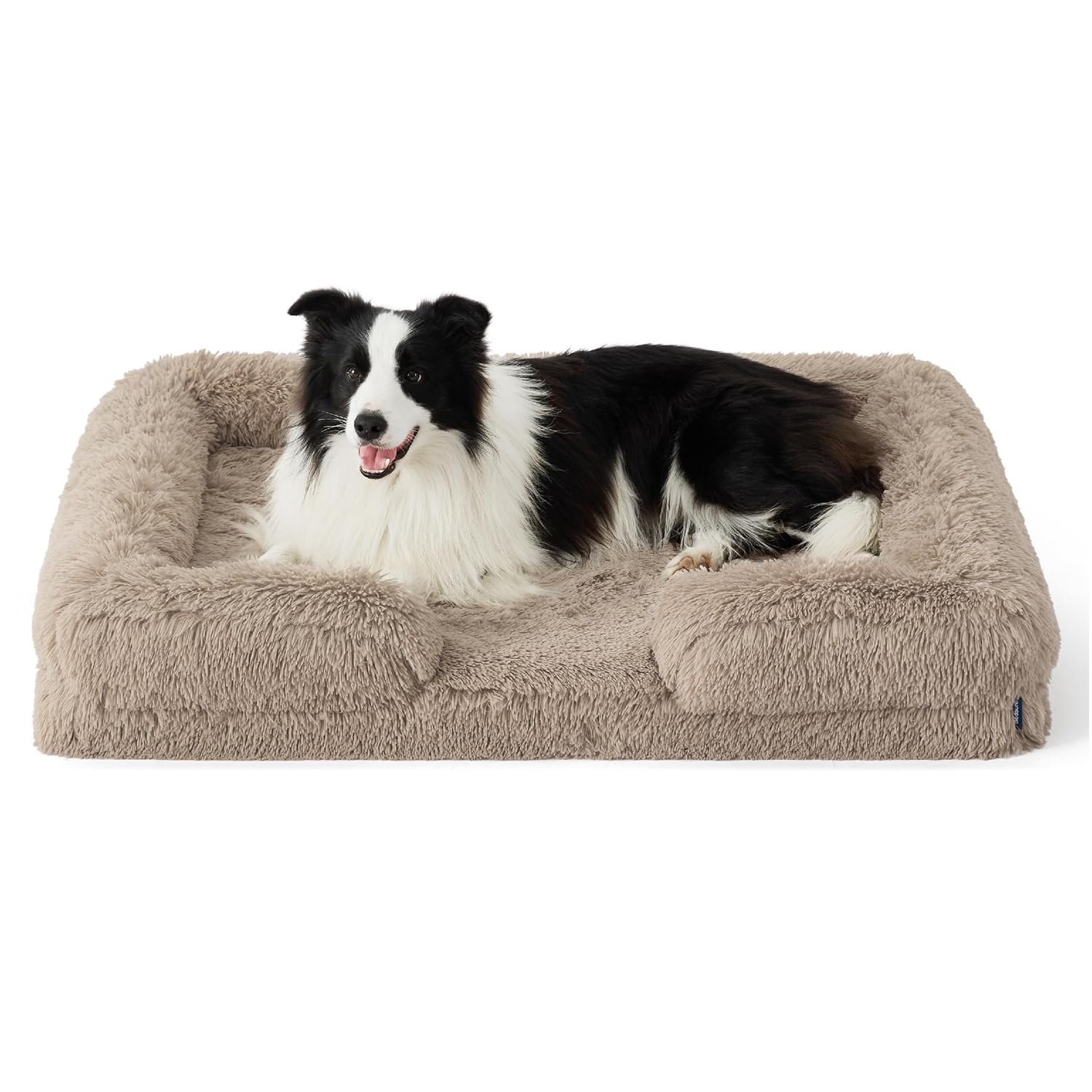 Bedsure Orthopedic Dog Beds Large Sized Dog - Washable Large Dog Cat Bed Waterproof, Comfort Dogs Couch Sofa with Washable Removable Cover, Pet Bed with Nonskid Bottom, Long Faux Fur-Taupe, 35"