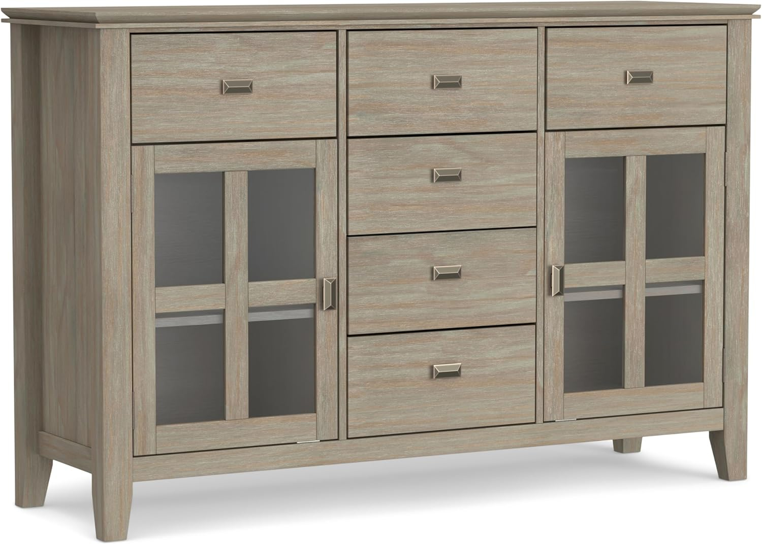 Simpli Home Artisan Solid Wood Sideboard Buffet In Distressed Grey