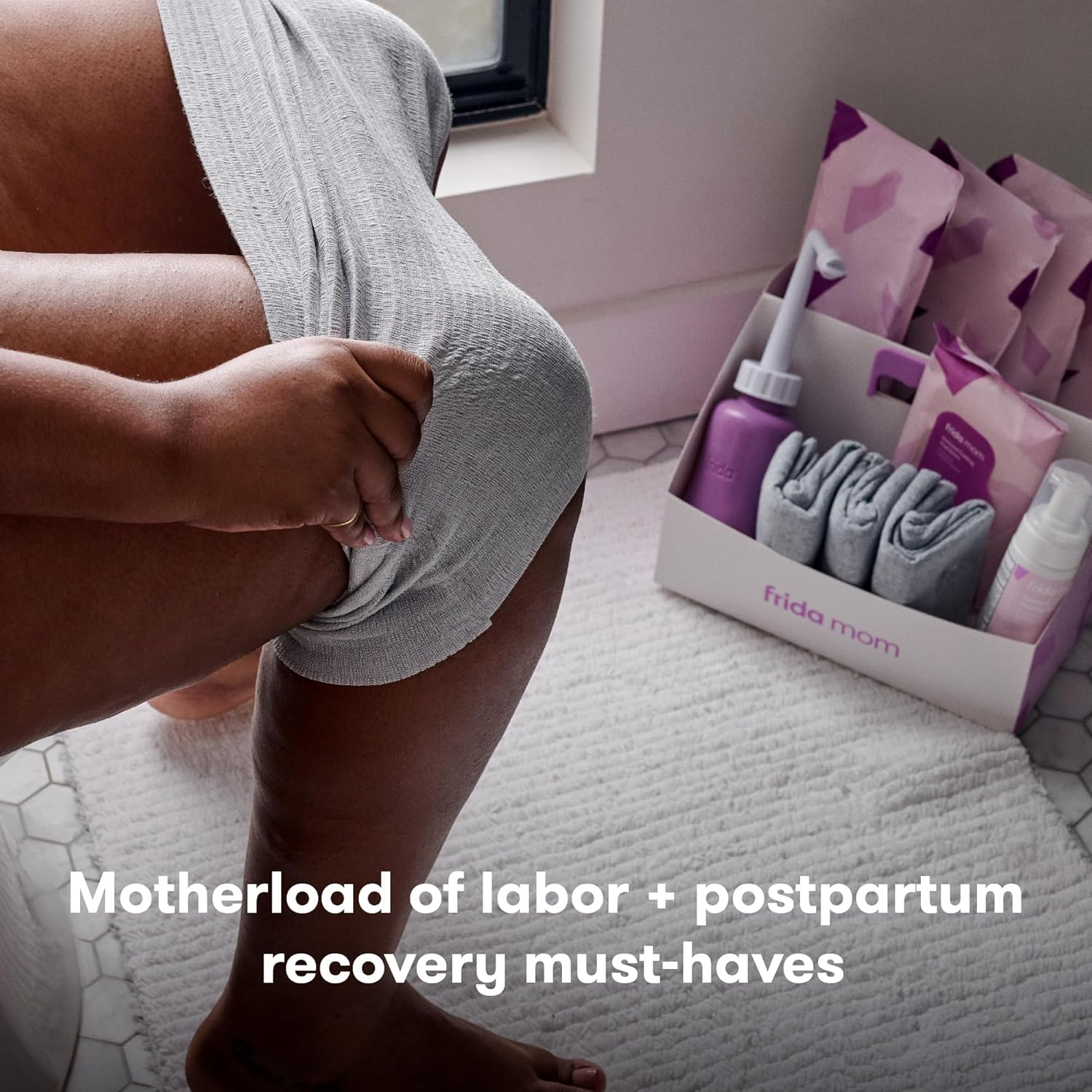 Frida Mom Labor, Delivery, and Postpartum Care Recovery Kit with Peri Bottle and Disposable Underwear for Women, 7 Count Gift Set