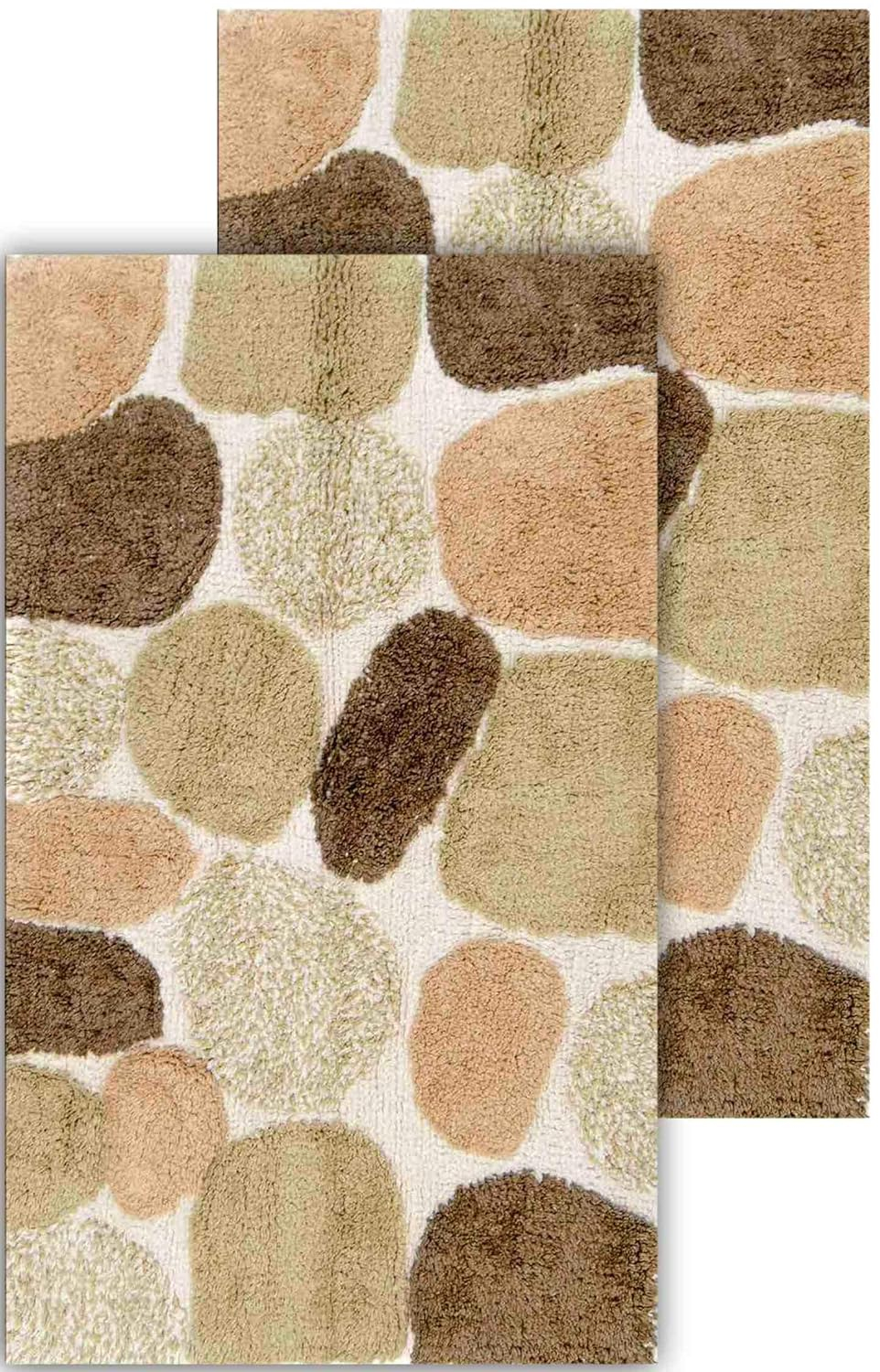 Chesapeake  Pebbles 2pc Bath Rug Set Khaki 20"x32" & 20"x32" Same Size Set