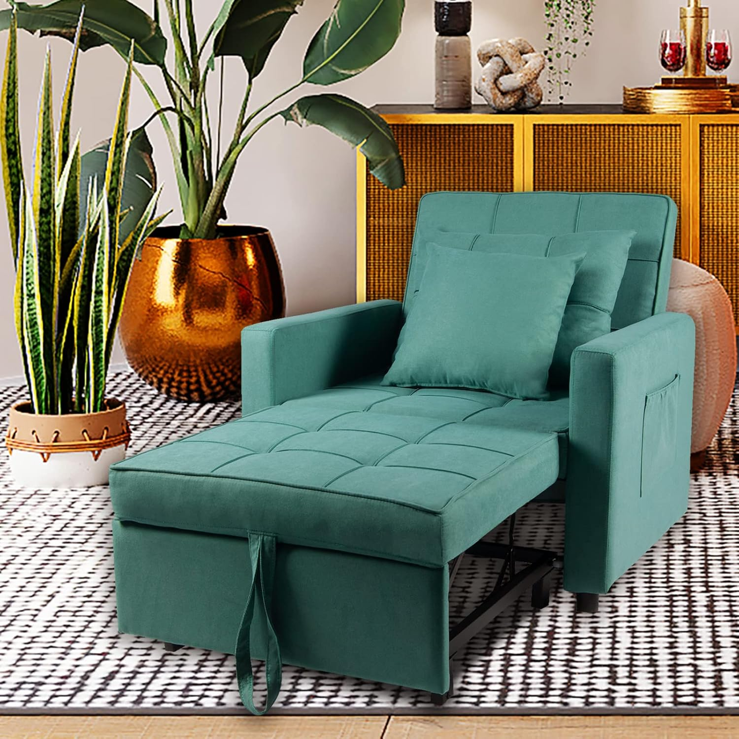 BETISEF Sofa Bed 3 in 1 Convertible Chair Bed Lounger Sleeper Chair Single Recliner for Small Space Adjustable Backrest