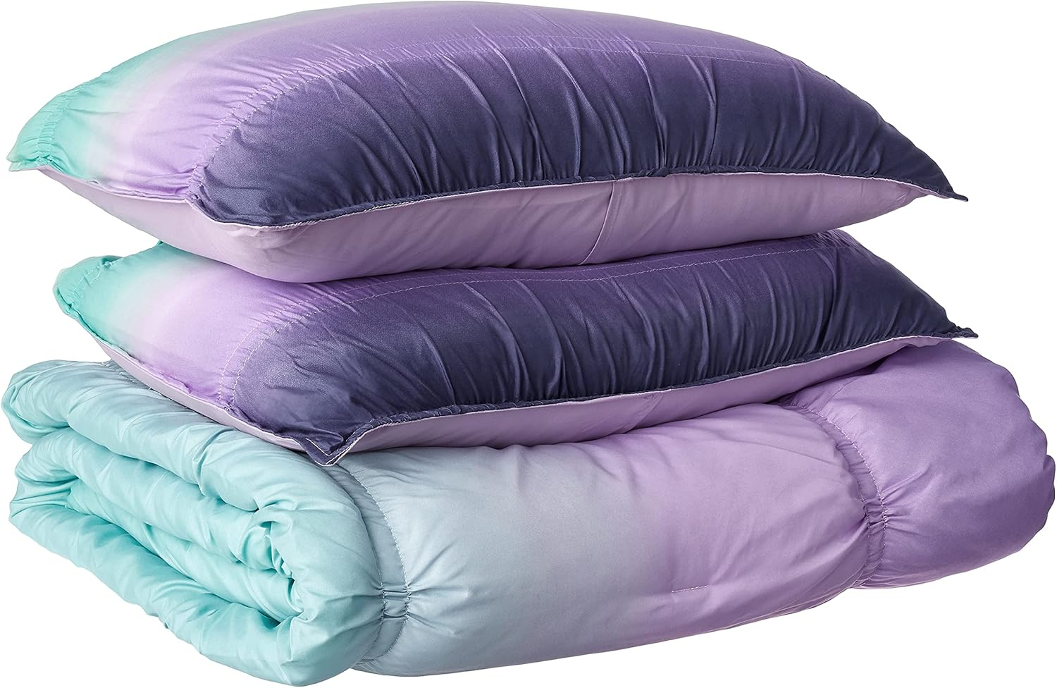 Heritage Club Ombre Ruched Kids 6 Piece Comforter Set, Queen, Purple