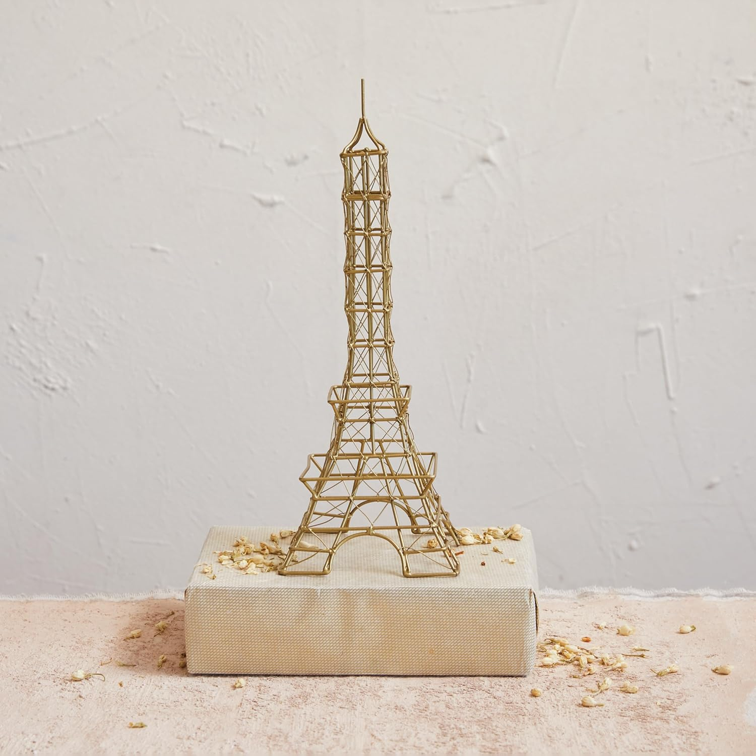 Antique Brass Metal Wire Eiffel Tower Figurine, 13" Height