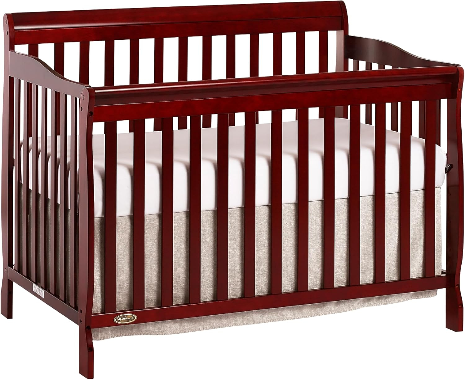Dream On Me Ashton 5-in-1 Convertible Crib, Cherry, Greenguard Gold and JPMA Certified