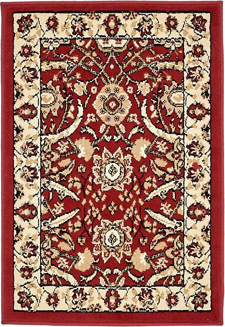 Unique Loom Cape Cod Espahan Rug Red/Beige 2' 2" x 3' 1" Rectangle Floral Traditional Perfect For Living Room Bed Room Dining Room Office