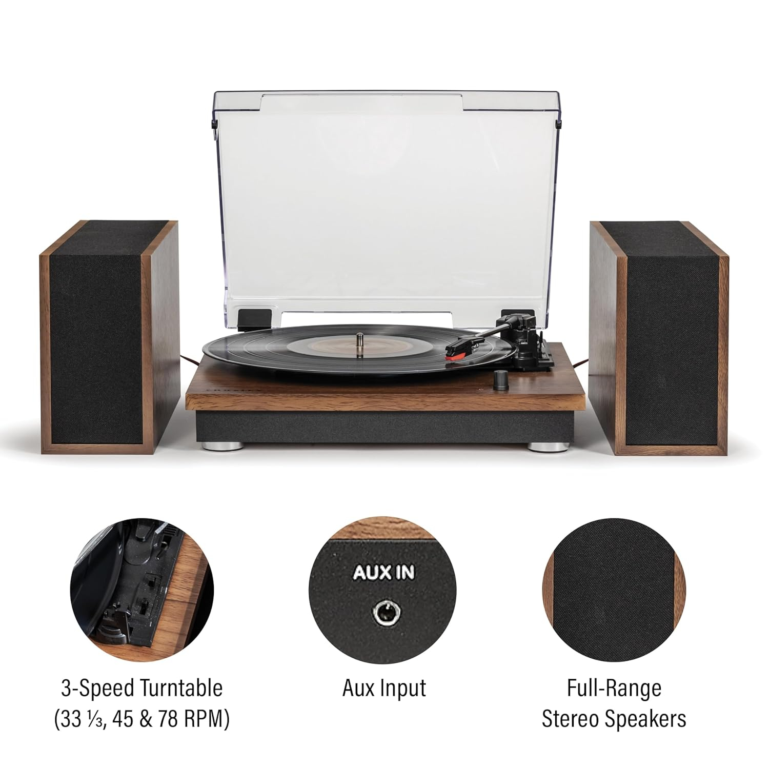 Crosley Riff Bluetooth Vinyl Record Player with Speakers, 3-Speed Turntable, 6 Modular Layouts