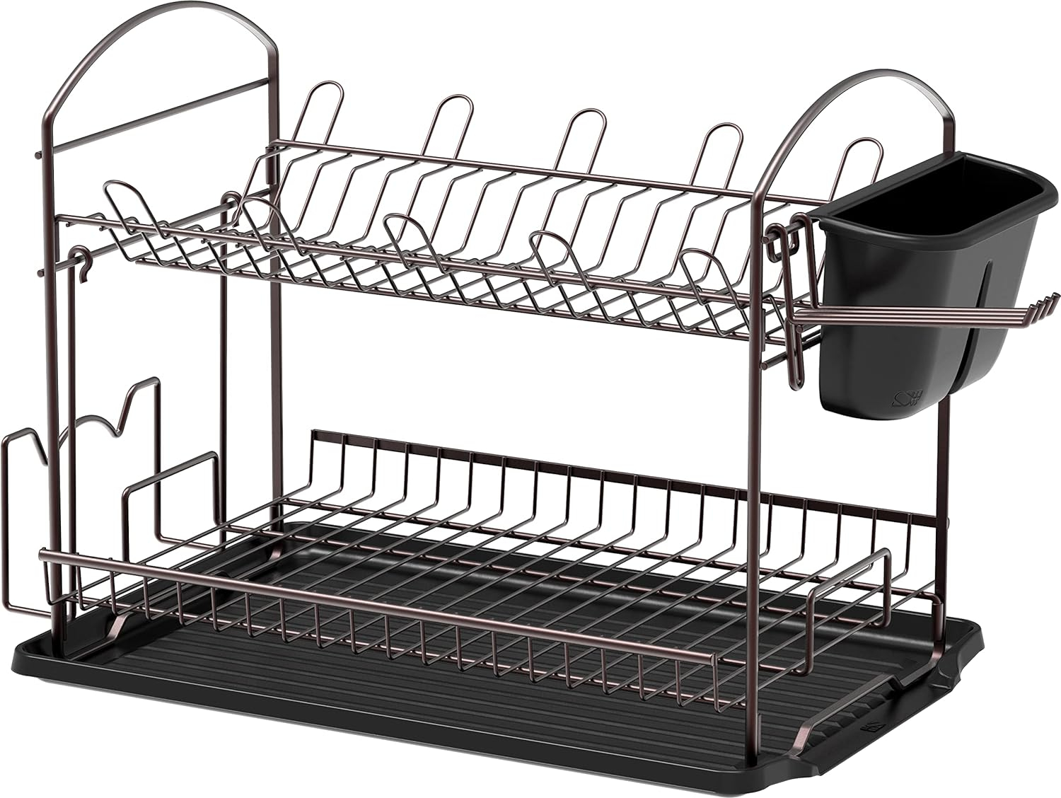 Simple Houseware 2-Tier Dish Rack with Drainboard, Bronze