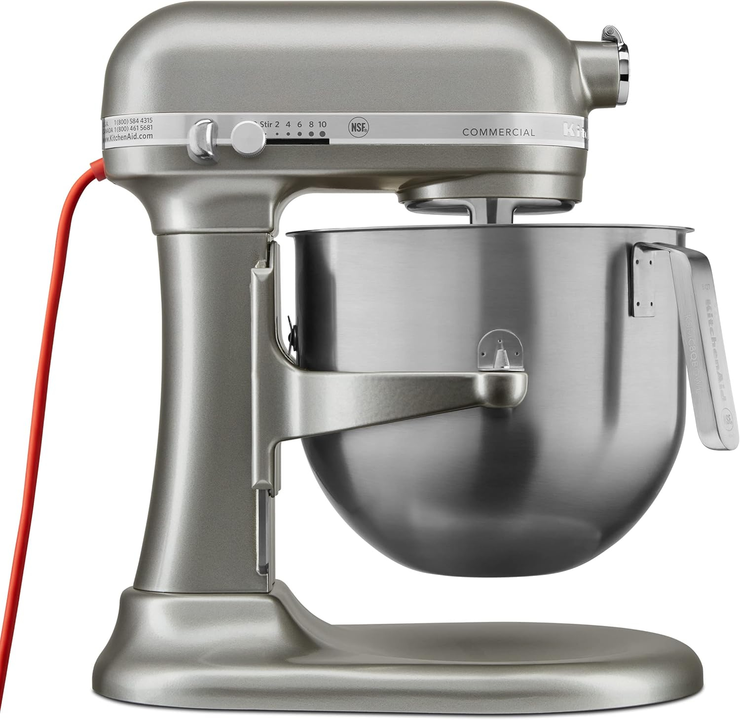 Silver 8-Quart Commercial Countertop Stand Mixer with Gear-Driven Motor