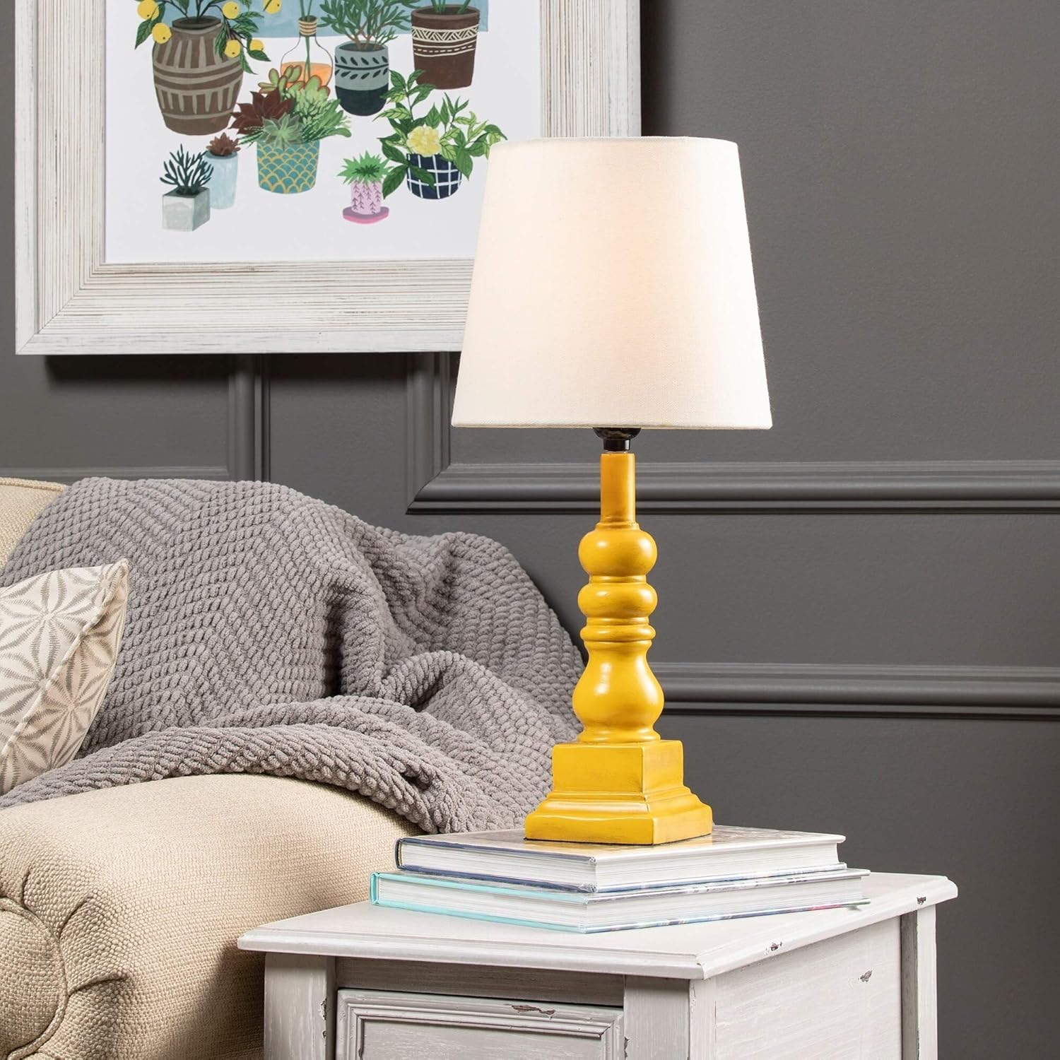 Conrad 18.5" Distressed Yellow Resin Table Lamp