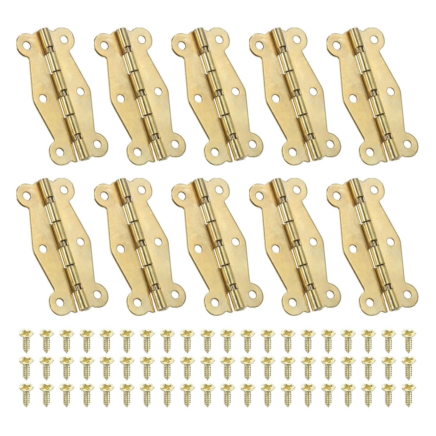 Uxcell Small Box Hinges 2 Inch, 10 Pack 180-Degree Butterfly Decorative Hinges Jewelry Box Hardware, Gold