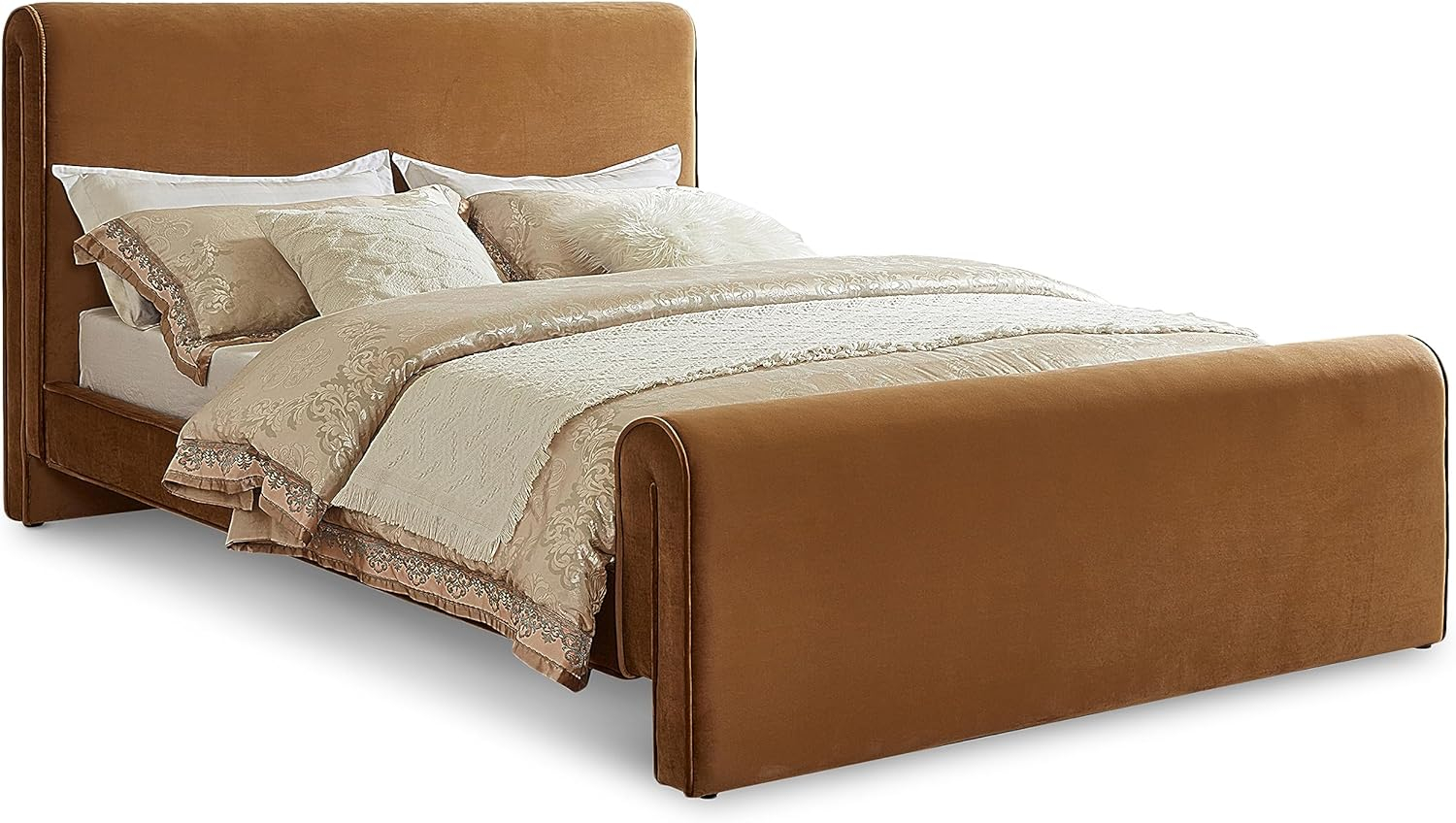 Meridian Furniture Sloan Saddle Velvet Queen Bed
