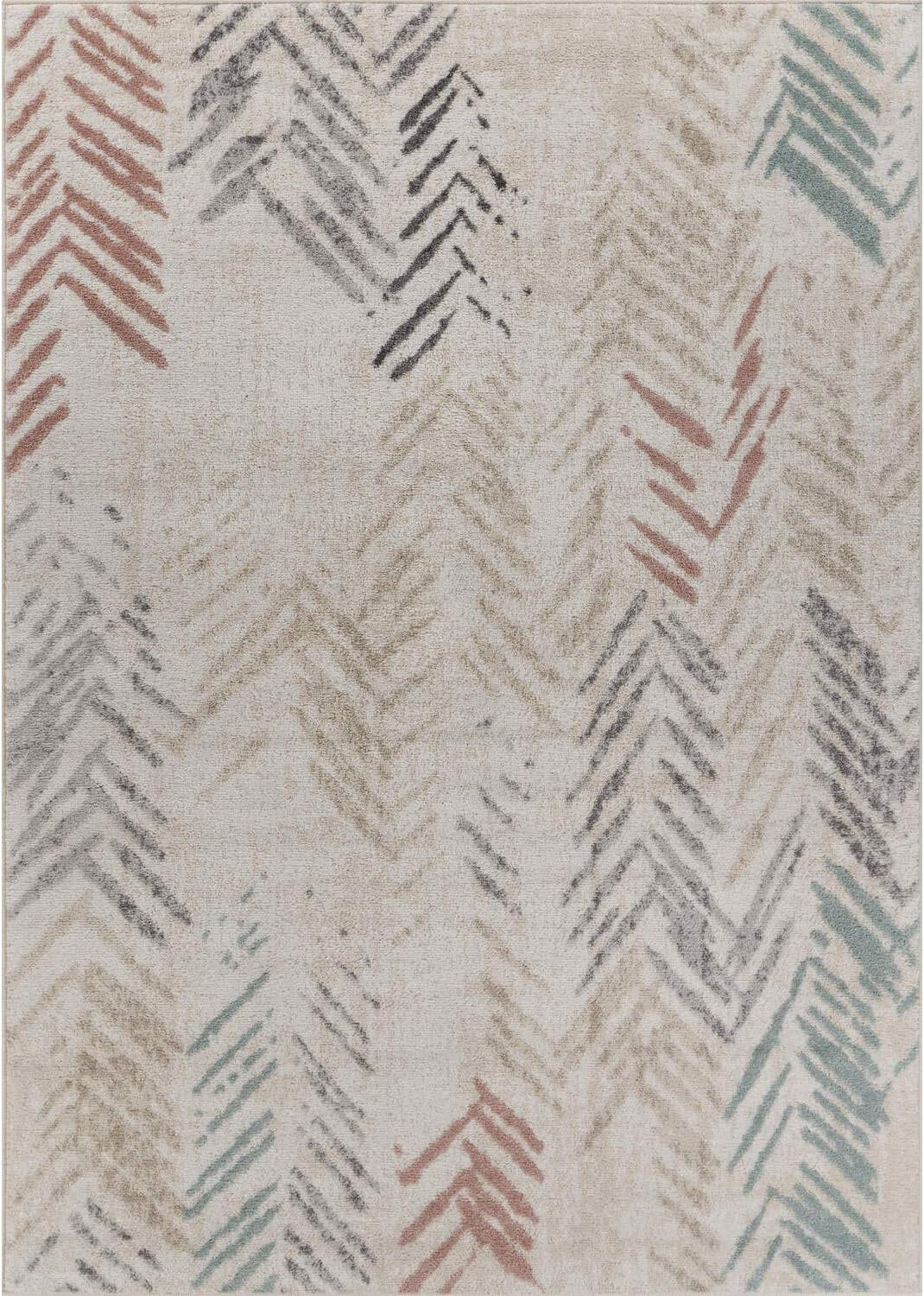 Ox Bay Arrows Distressed 5x8 Multi-color Chevron Herringbone Area Rug
