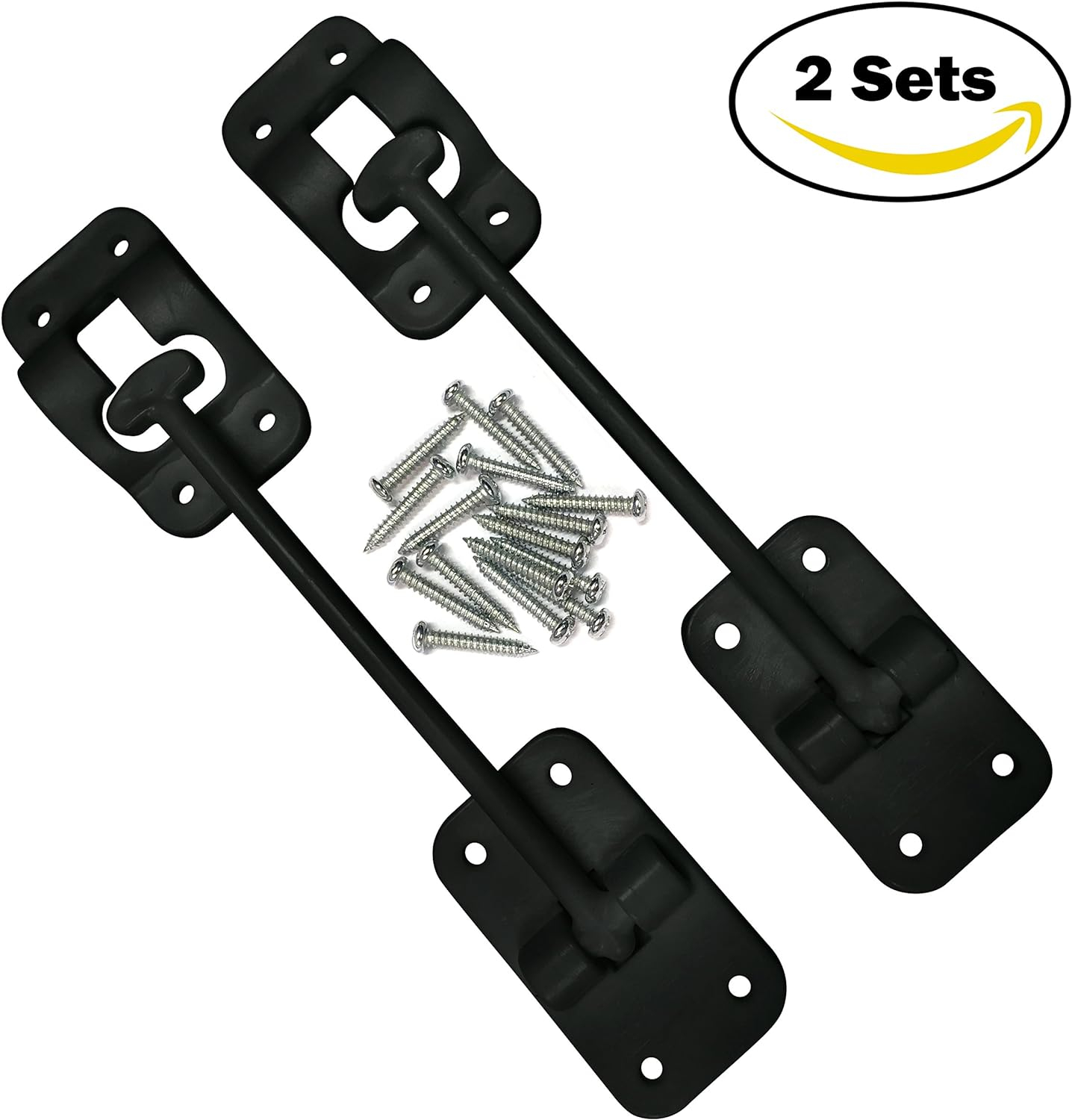 Plastic 6” T-Style Entry Door Catch Latch Holder for RV Camper Trailer Cargo Hatch Assembly Kit - (BLACK)  2 Pack