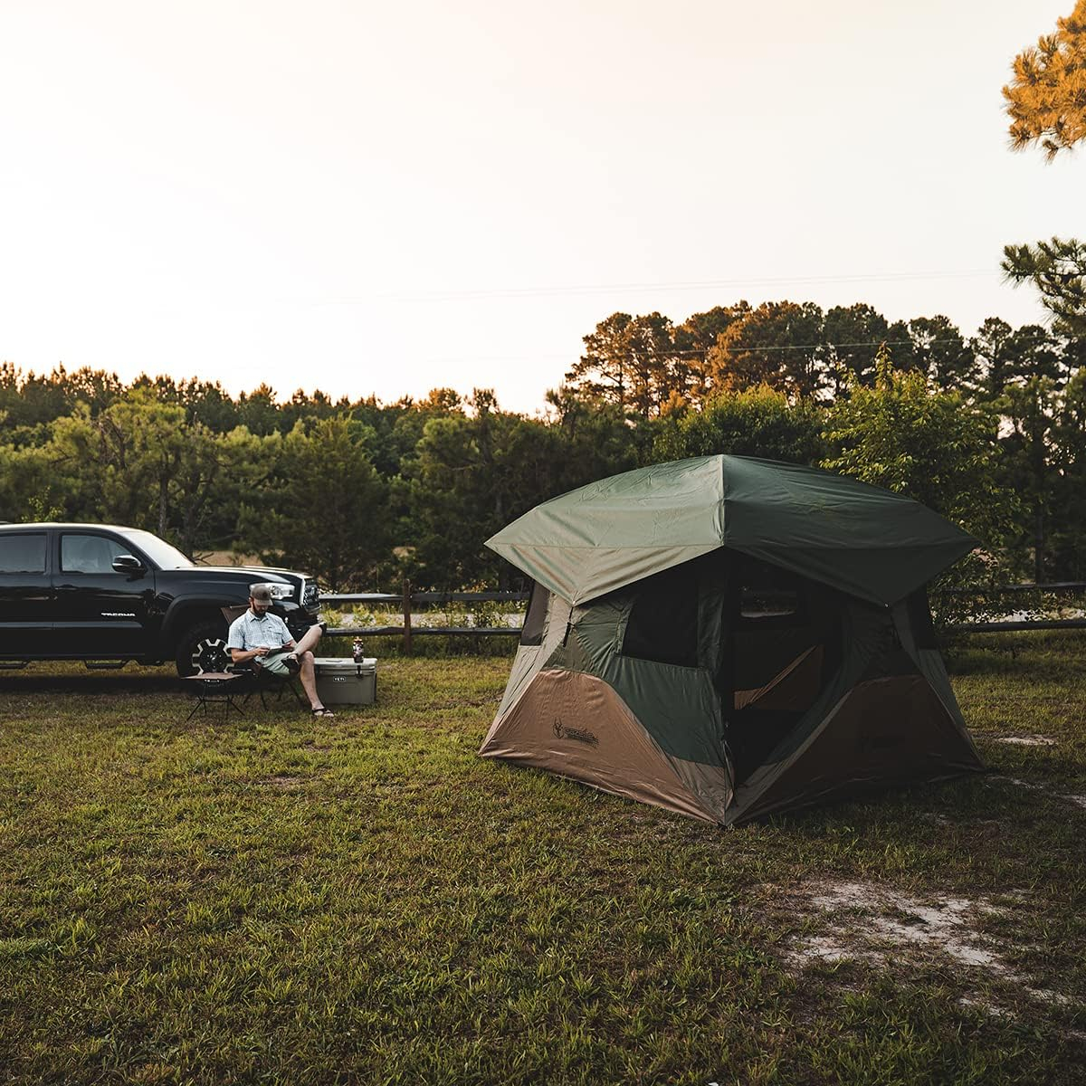 Gazelle T4 Overland Edition GT401GR Pop-Up Portable Camping Hub Tent, Easy Instant Set up in 90 Seconds, Alpine Green/Moss, 4-Person, Family, Overlanding