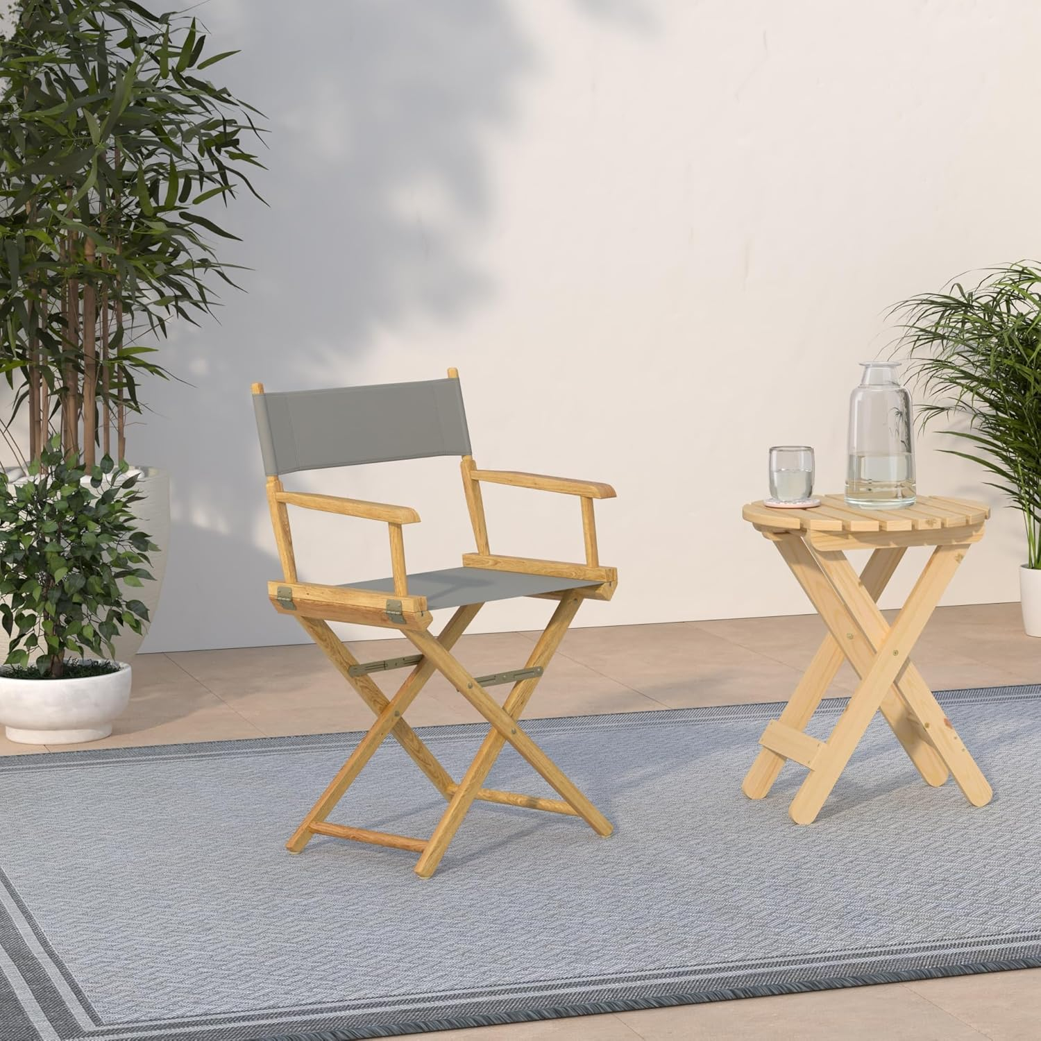 "18" Director's Chair Natural Frame-Gray Canvas"