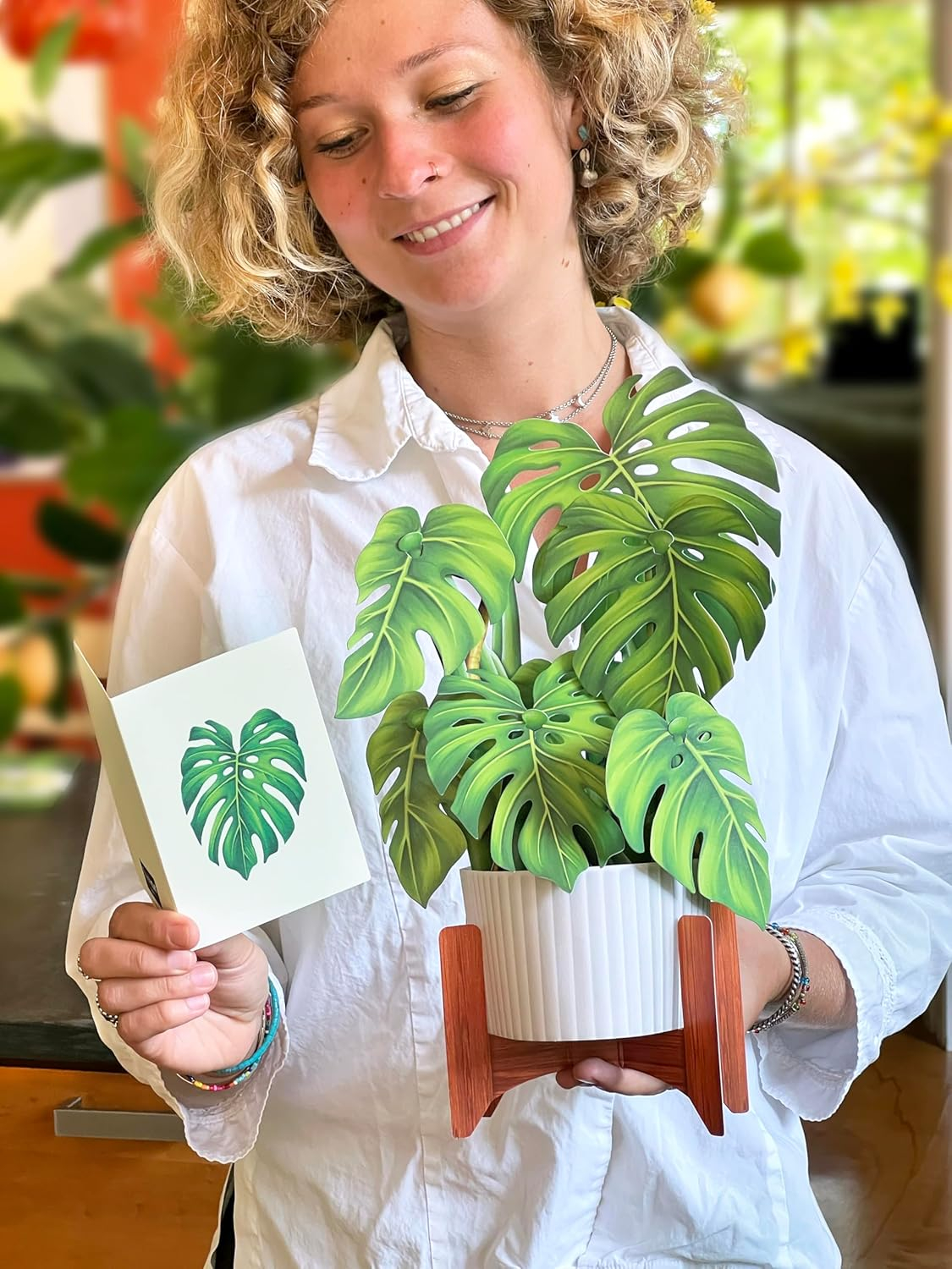 Freshcut Paper Pop Up Cards, Monstera, 12 Inch Life Sized Paper House Plants 3D Popup Greeting Cards, Birthday Card, Thank You Card, Blank Notecard & Envelope