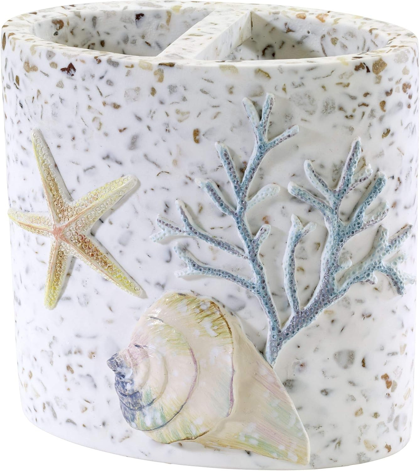 Coastal Terrazzo Resin Toothbrush Caddy with Embossed Detailing