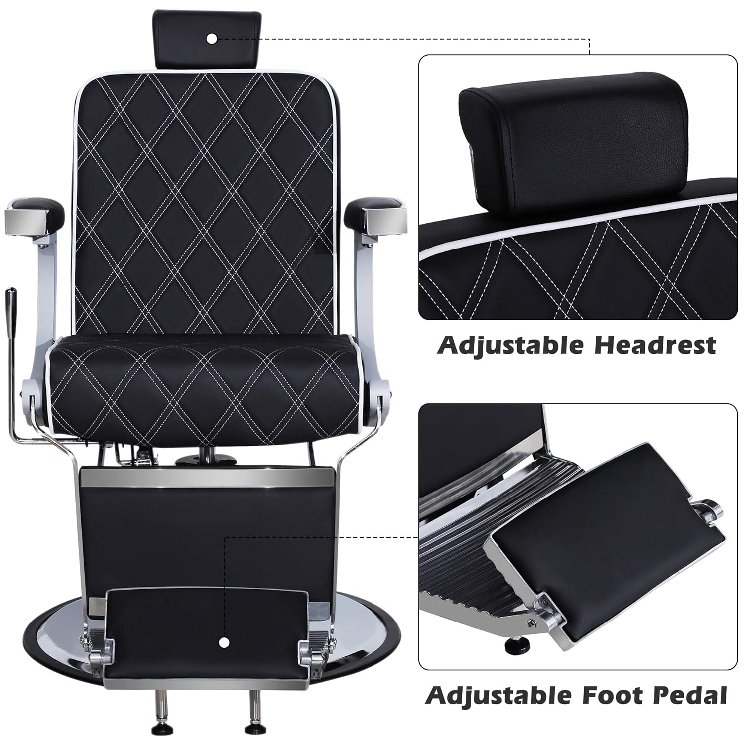 BarberPub Vintage Barber Chair Recline Salon Beauty Spa Shampoo Black 3825