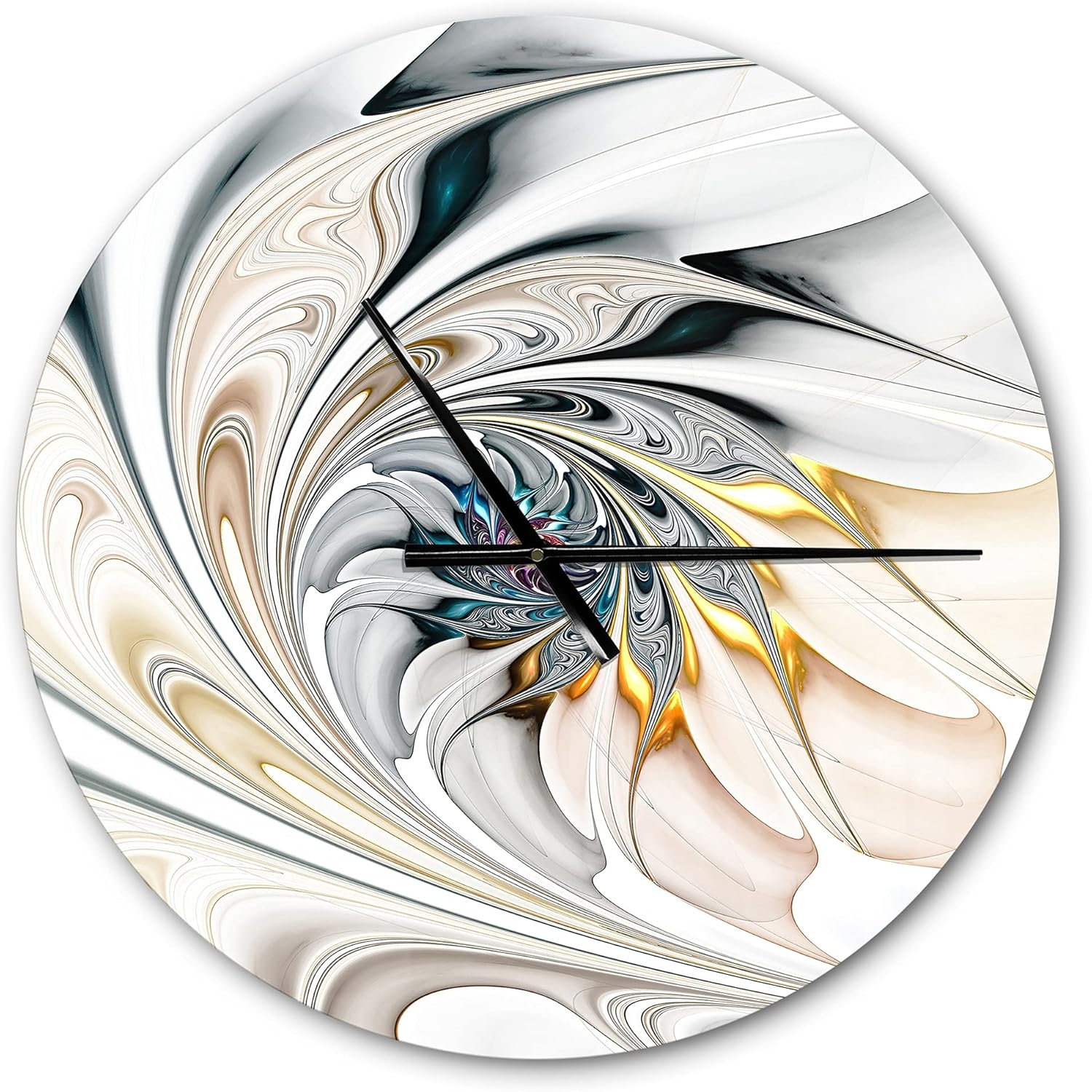 Designart 'White Stained Glass Floral Art ' Modern wall clock