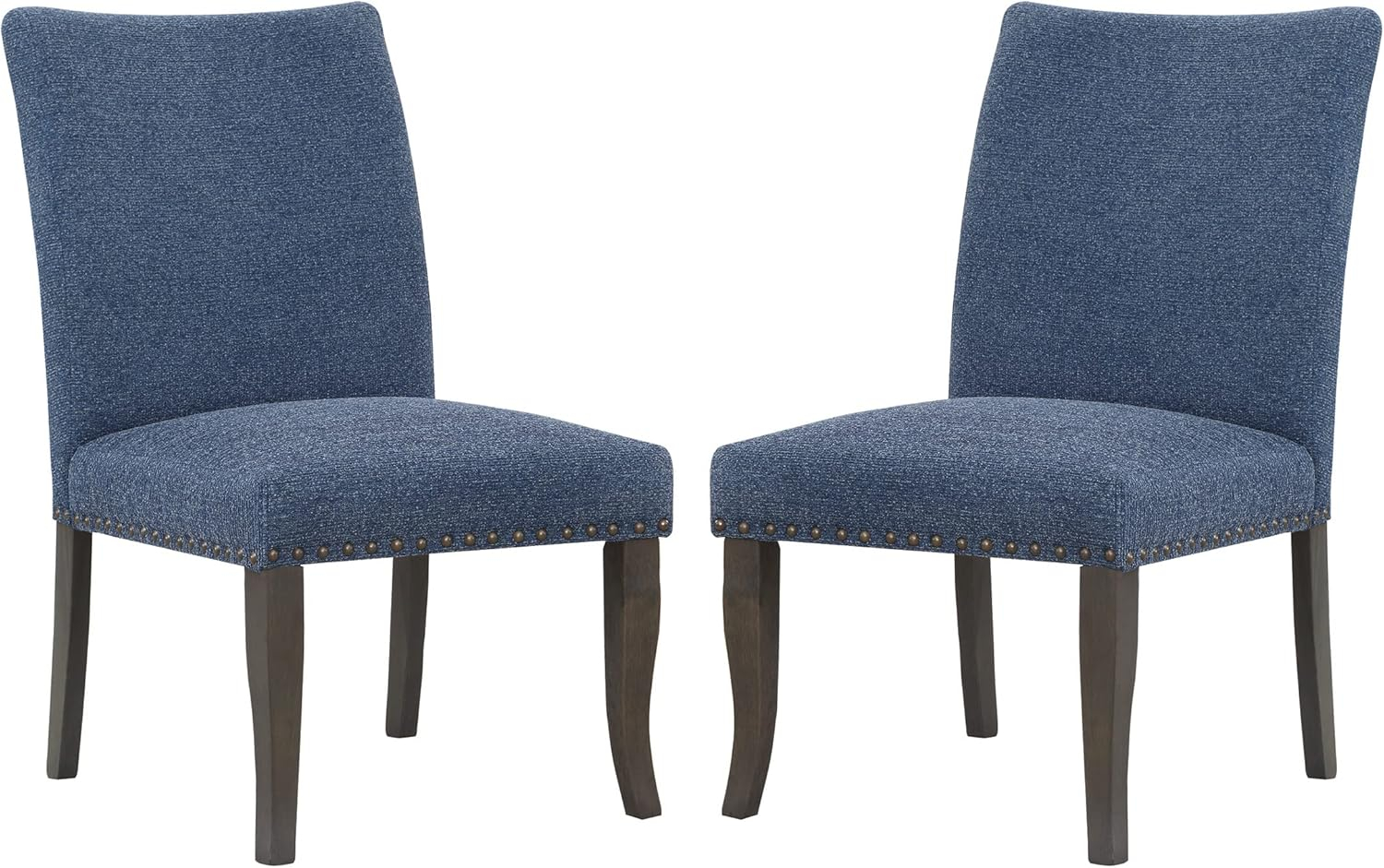 Hamilton Dining Chair 2-Pack with Gray Washed Legs in Atlantic Blue Fabric