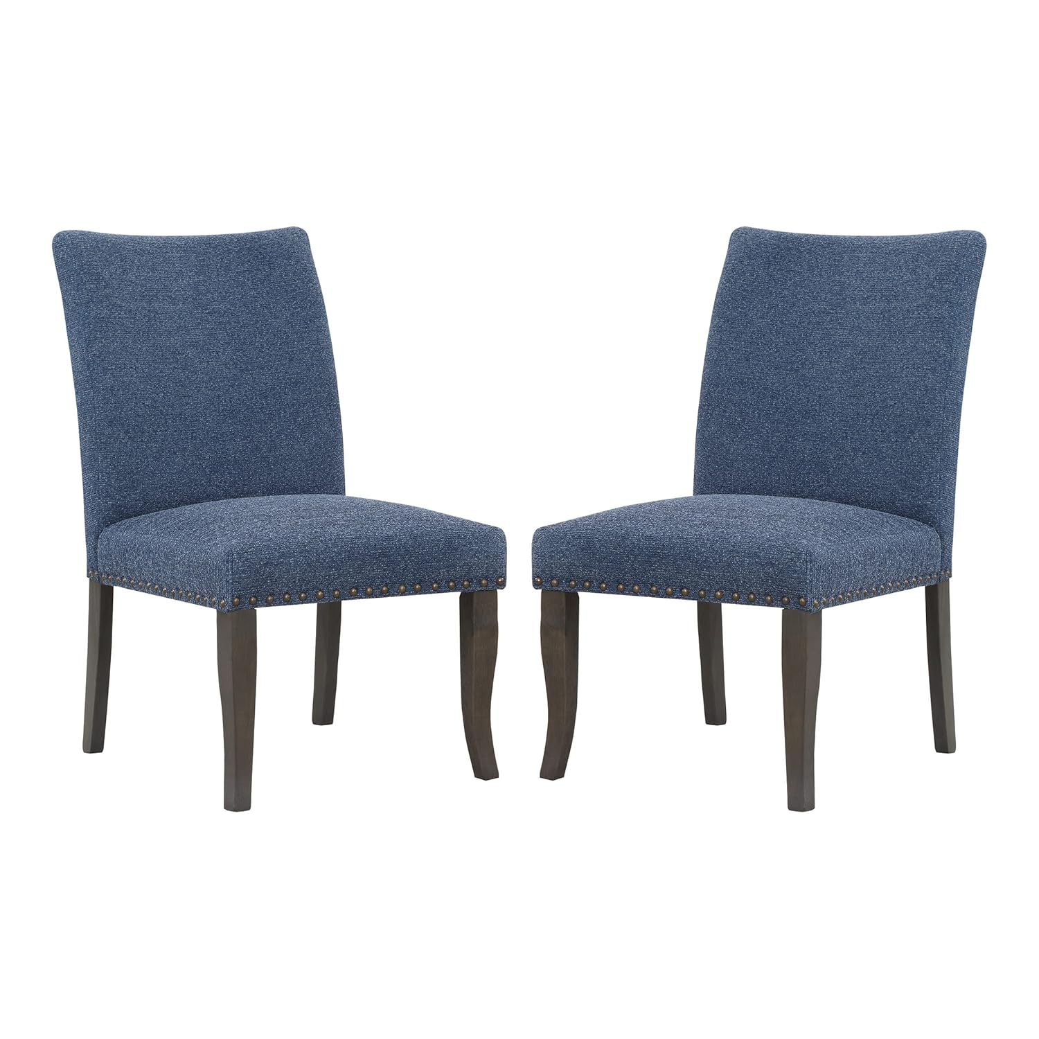 Hamilton Dining Chair 2-Pack with Gray Washed Legs in Atlantic Blue Fabric