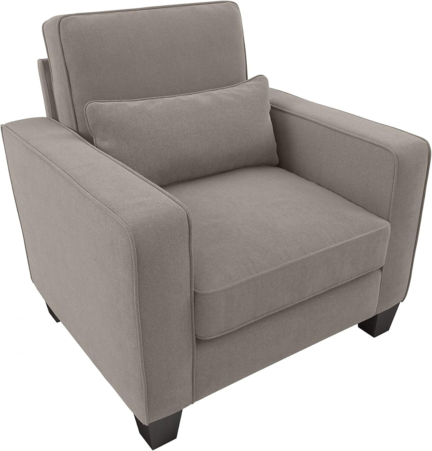 Stockton Accent Chair with Arms in Beige Herringbone Fabric