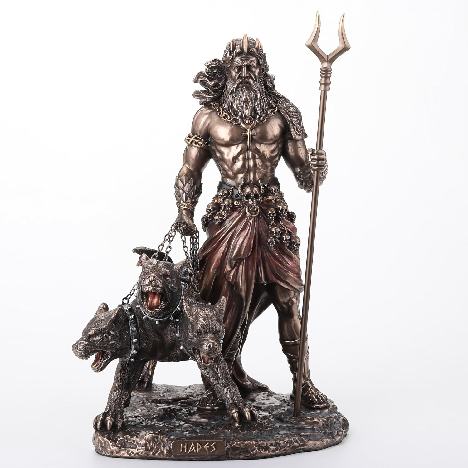 Veronese Design 9 7/8 Inch Hades Greek God of The Underworld with Cerberus Hound Cold Cast Resin Bronze Finish Sculpture