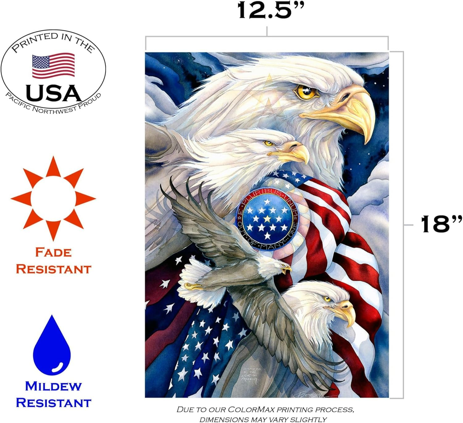 Toland Home Garden Stand In Unity Bald Eagle Patriotic Flag Double Sided 12x18 Inch