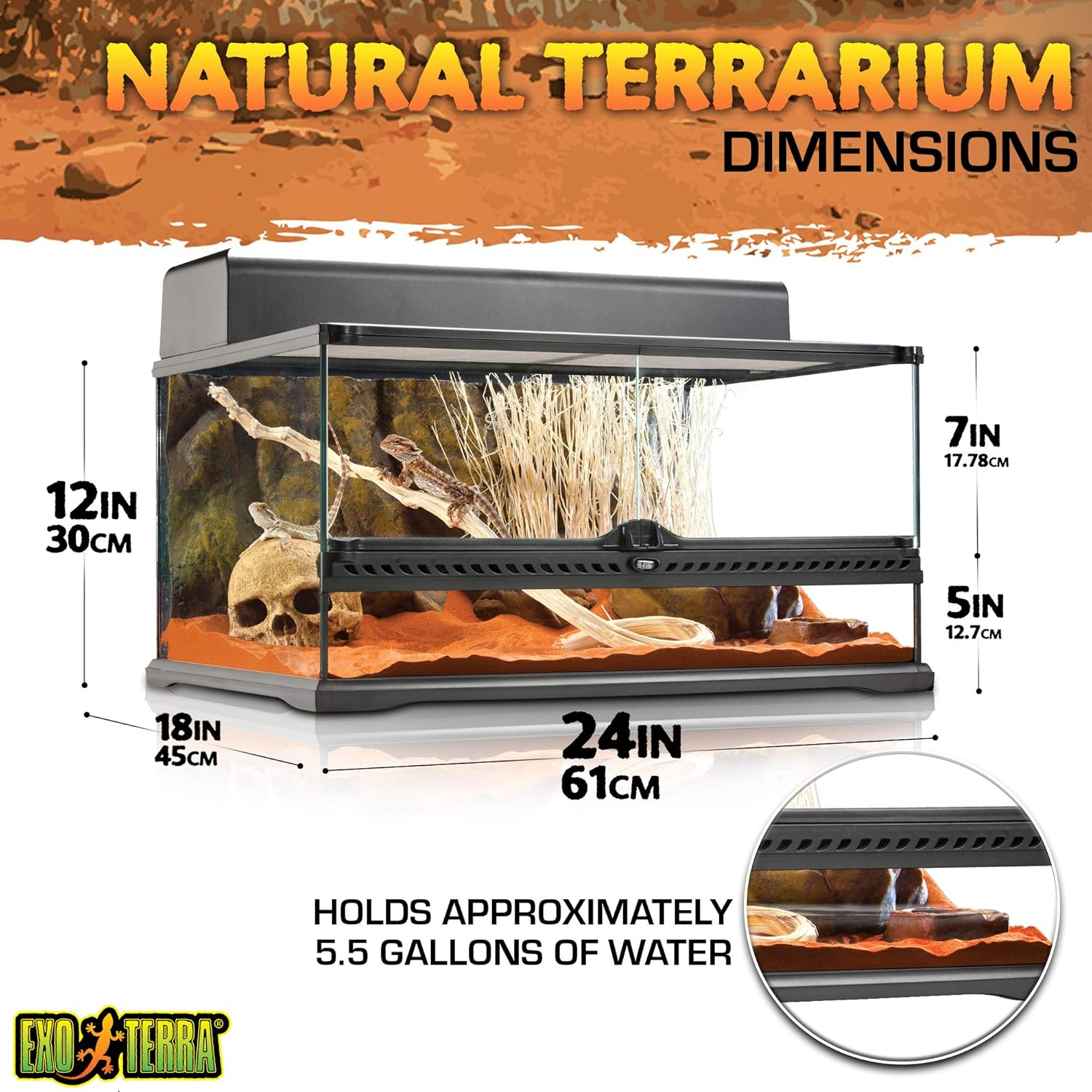 Exo Terra All Glass Short Terrarium, 24in x 18in x 12in