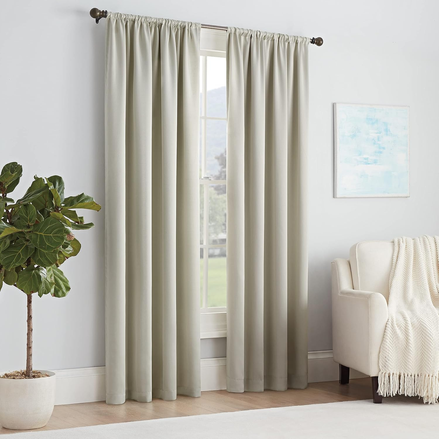 Eclipse Solid Thermapanel Room Darkening Rod Pocket 54 x 63 Panel in Stone