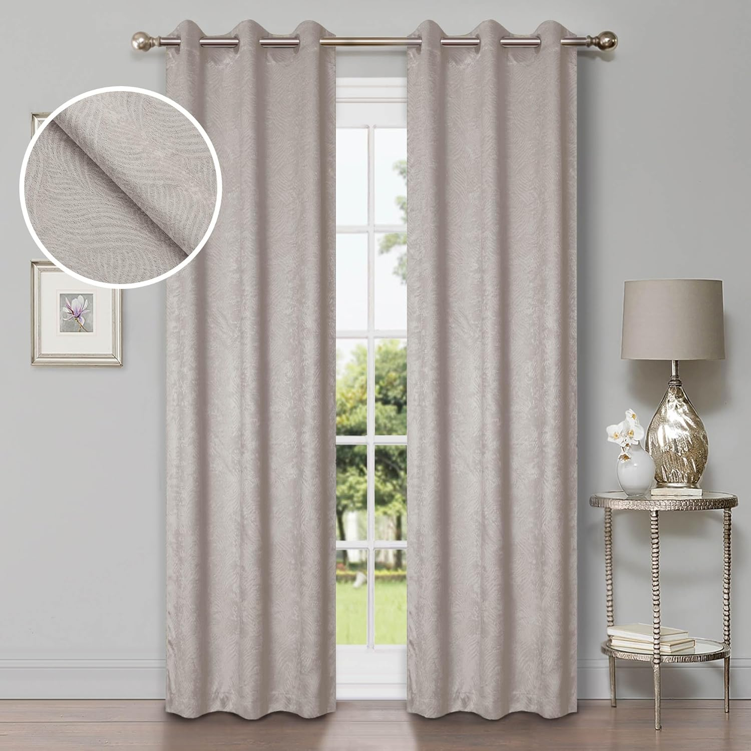 Superior Waverly Blackout Curtains, Rod Pocket, Set of 2, 42" x 63", Ivory