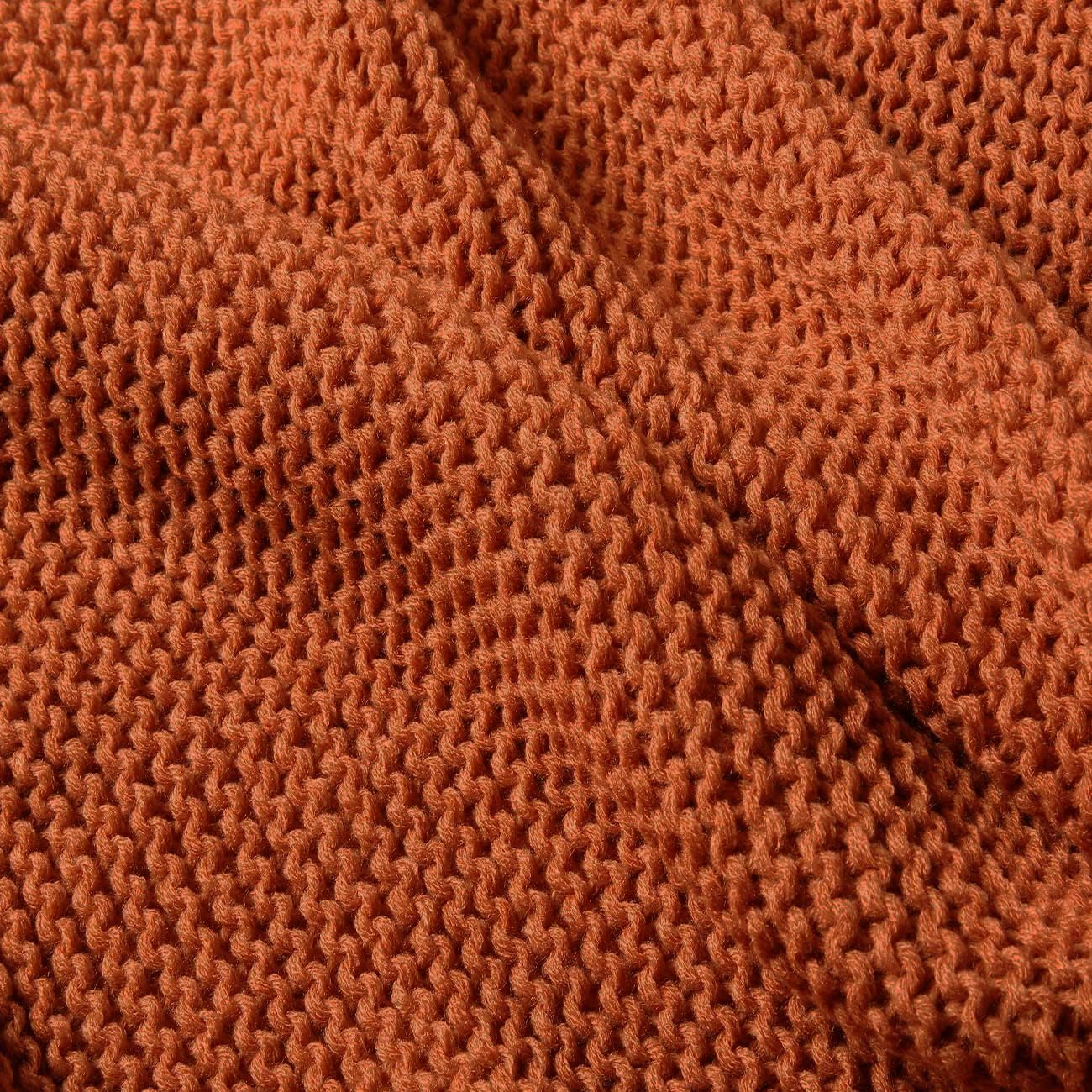 TREELY Knitted Throw Blanket Rust Orange Knit Throw Blanket for Couch Sofa Beach Chair, 50" x 60"
