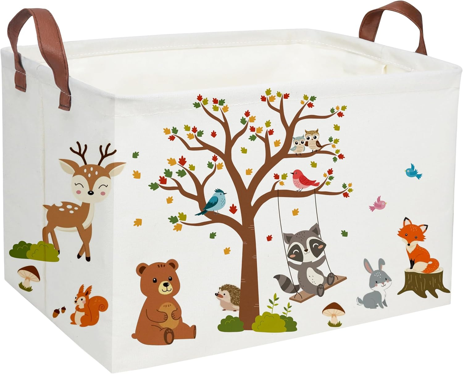 Essme Rectangular Kids Baskets Boys Basket,Animal Storage Basket with Handles for Kids Room Decor, Toy Box,Book Storage Bin（Autumn animals）
