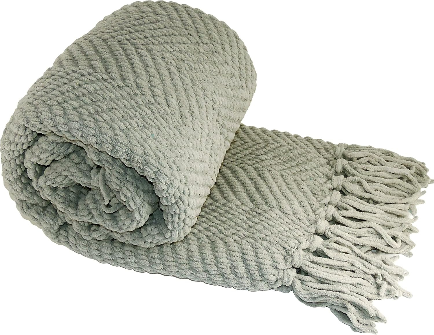 Home Soft Things Reversible Tweed Throw Blanket, Super Soft & Cozy - Silver, 50x60"