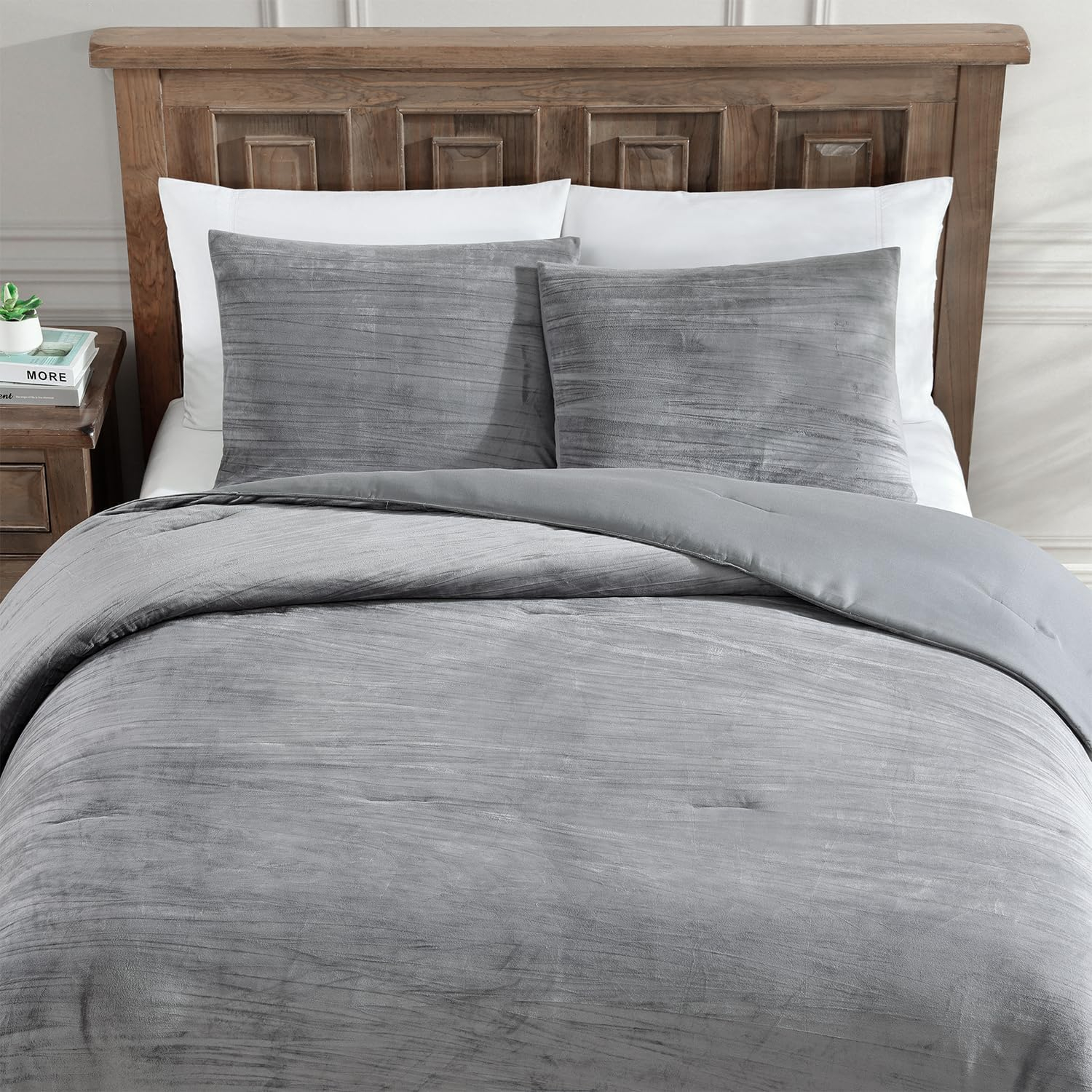 Tahari Zadie 3-Piece Soft Crinkle Velvet Comforter Set