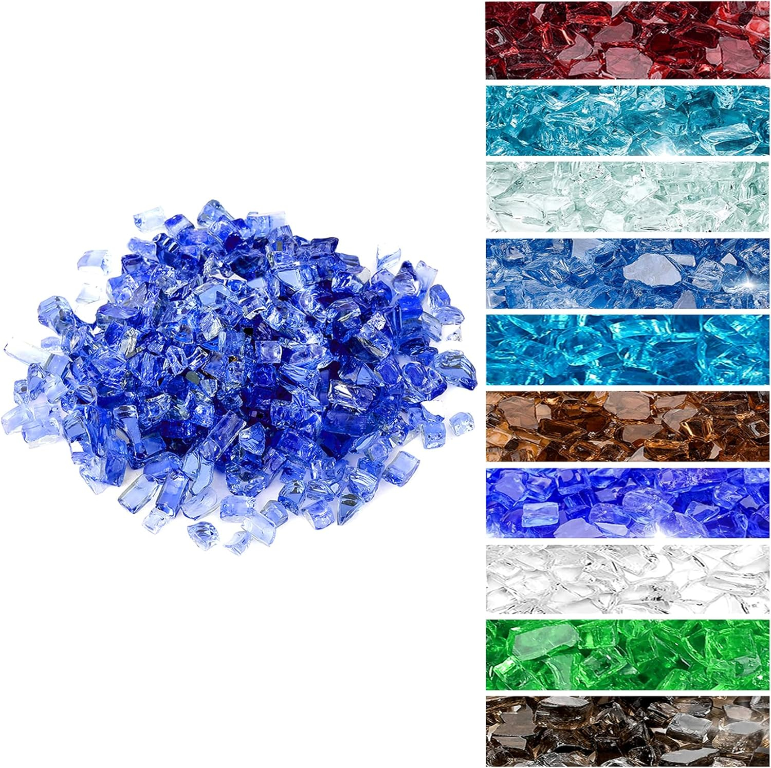 Onlyfire 10 lbs Fire Glass for Propane Fire Pit, 1/2-Inch High Luster Fireplace Glass Rocks for Fire Pit Table, Cobalt Blue