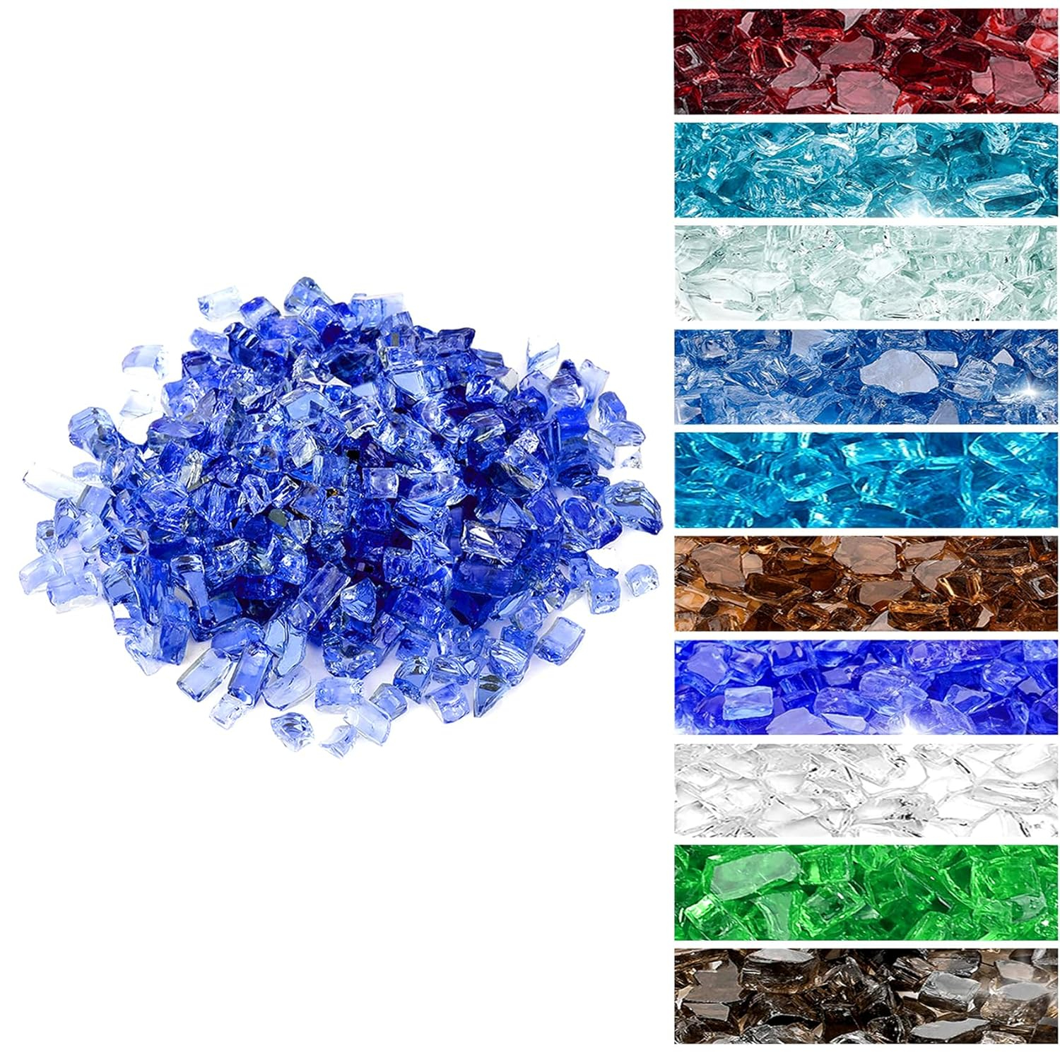 Onlyfire 10 lbs Fire Glass for Propane Fire Pit, 1/2-Inch High Luster Fireplace Glass Rocks for Fire Pit Table, Cobalt Blue