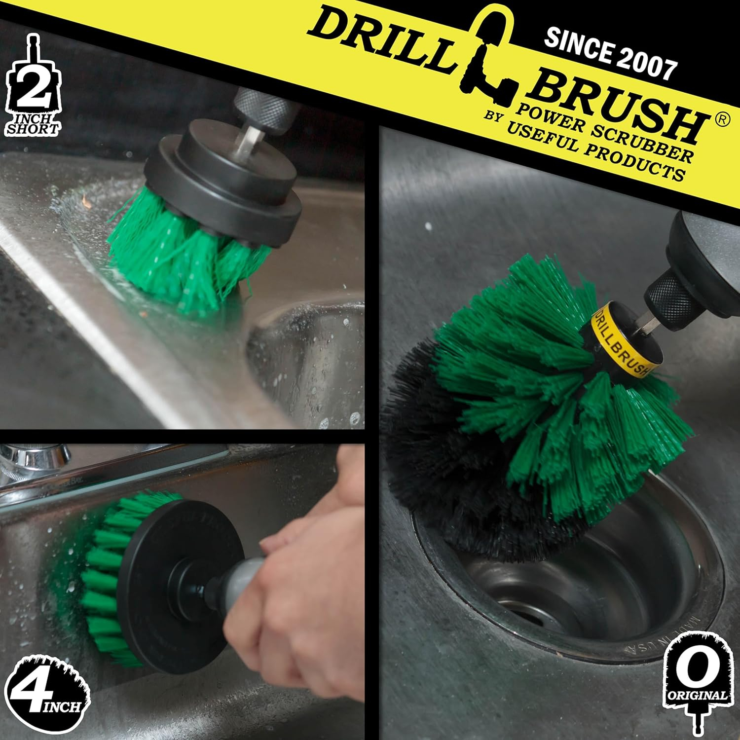 Green Nylon Bristle Drill Brush Set for Kitchen Cleaning