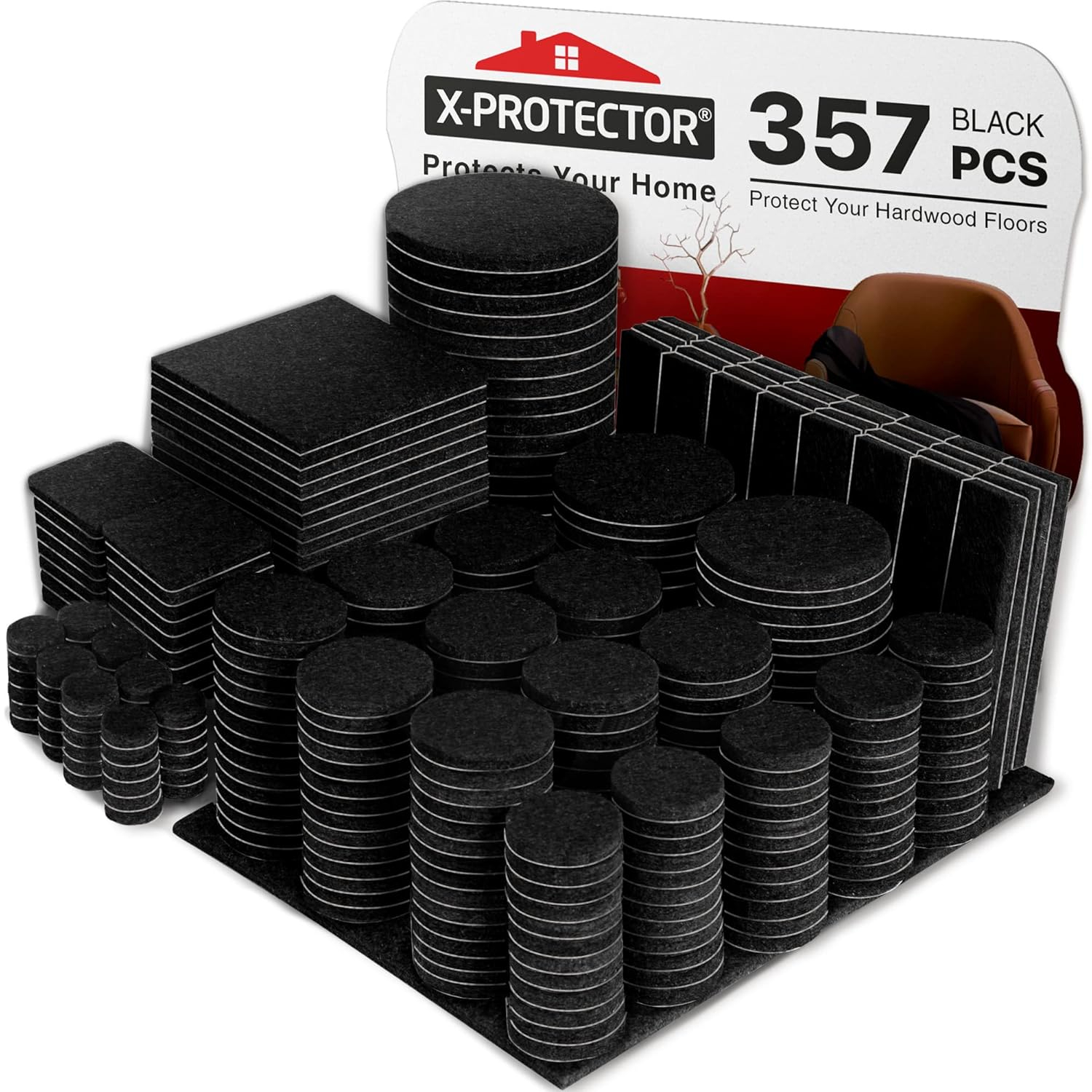 357-Piece Black Felt Heavy Duty Anti-Scratch Furniture Pads Set