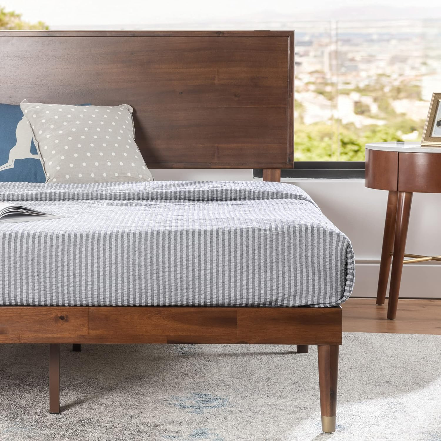 Zinus Raymond 38" Wood Platform Bed Frame with Adjustable Wood Headboard, King