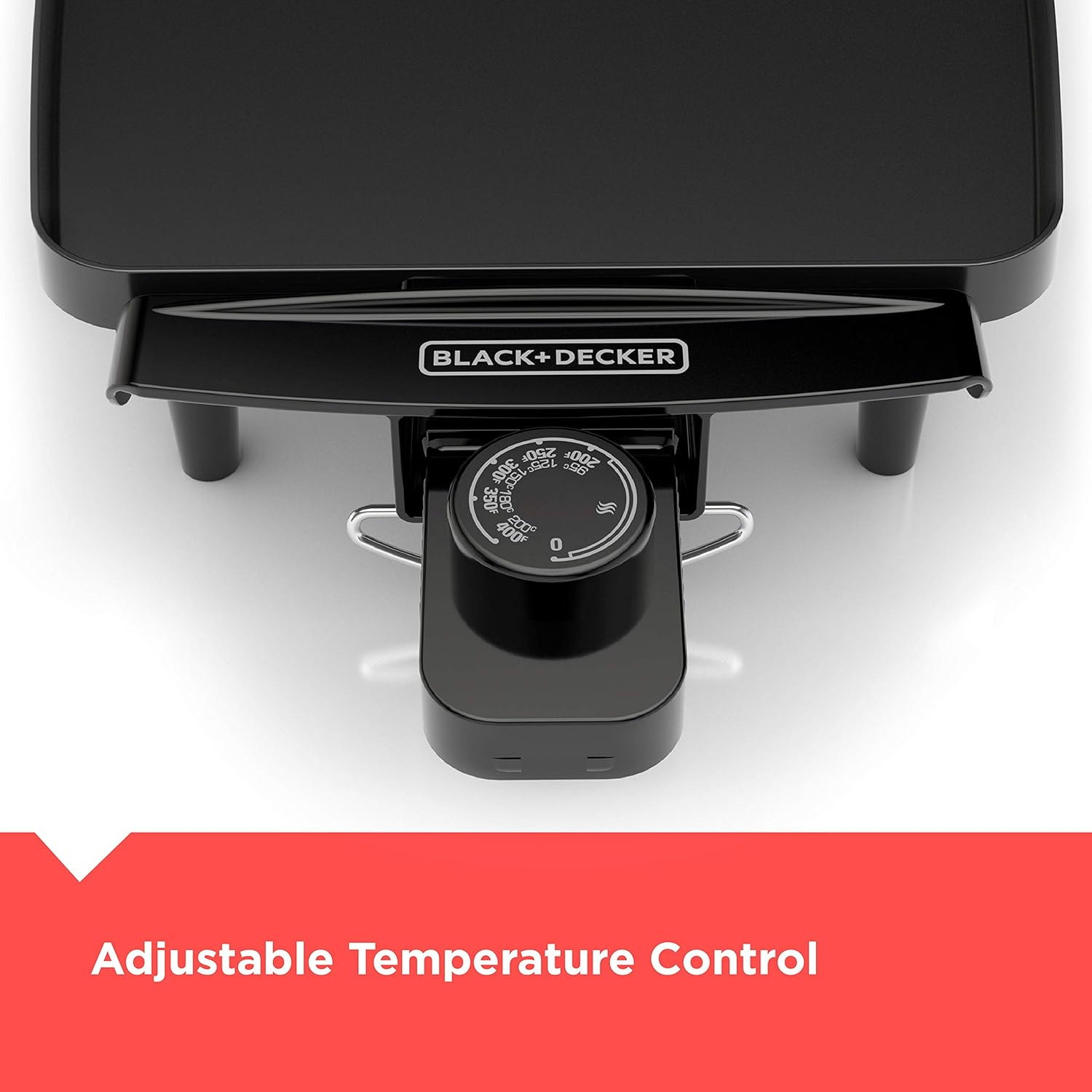 BLACK+DECKER Electric Griddle with Removable Temperature Probe, Indoor Grill, Pancake Griddle, Black, GD1810BC