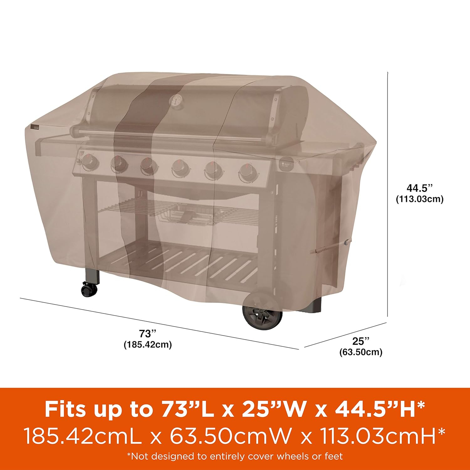 Modern Leisure Monterey 73 in. Outdoor Patio Grill Cover, 73"L x 25"W x 44.5"H, Beige